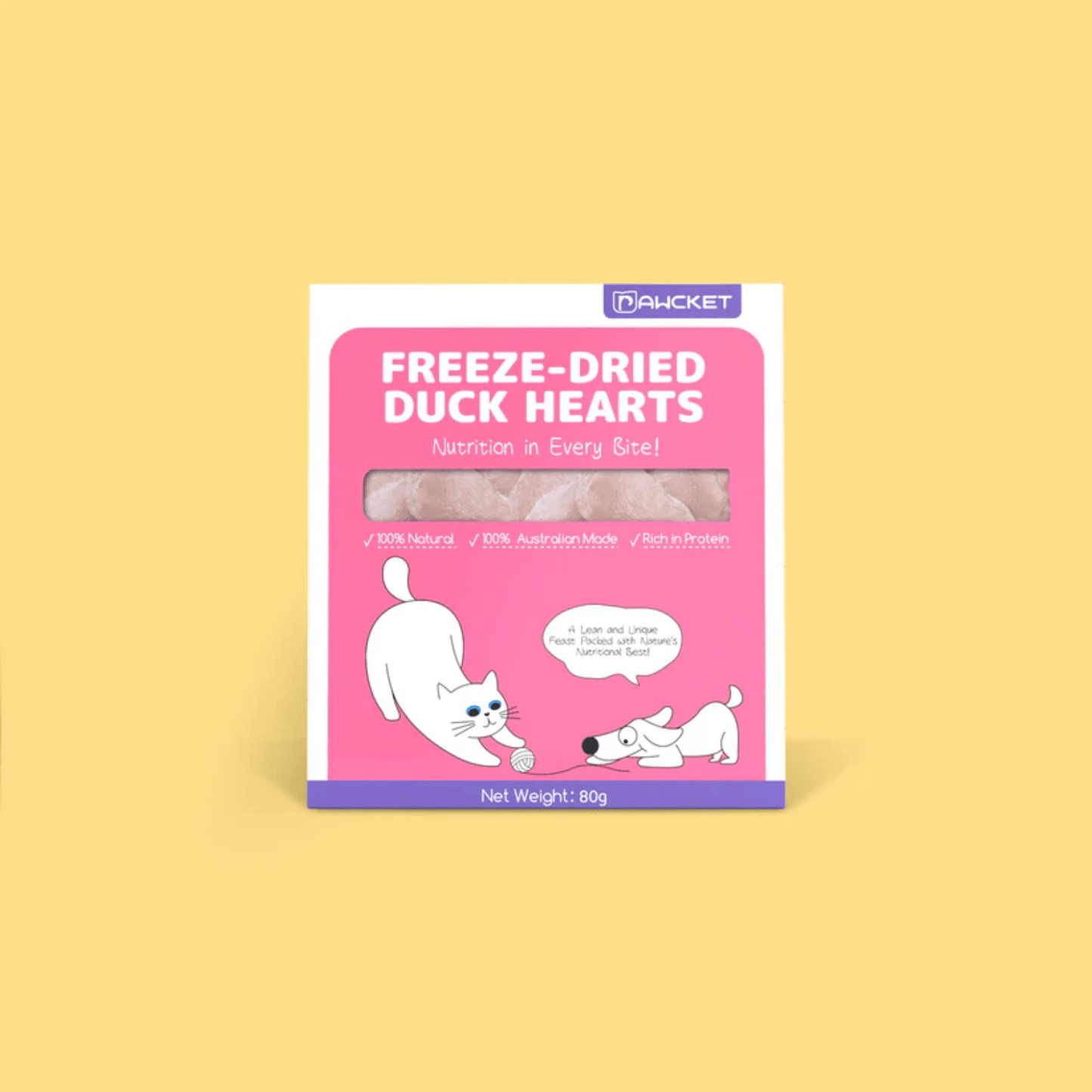 Pawcket Freeze-Dried Raw Duck Heart Treat - {{product.type}} - PawPawUp