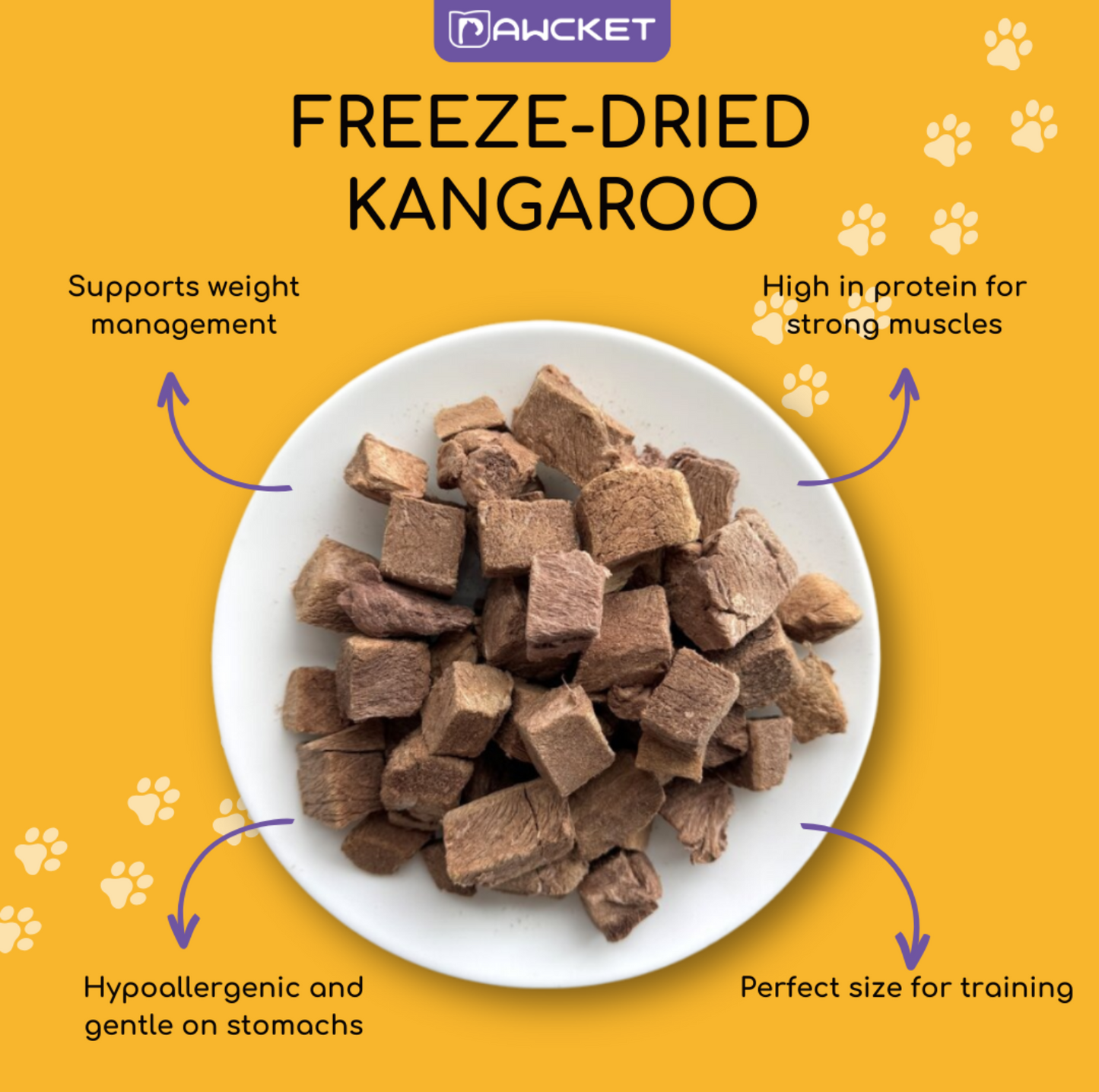 Pawcket Freeze-Dried Raw Kangaroo Steak Treat - {{product.type}} - PawPawUp