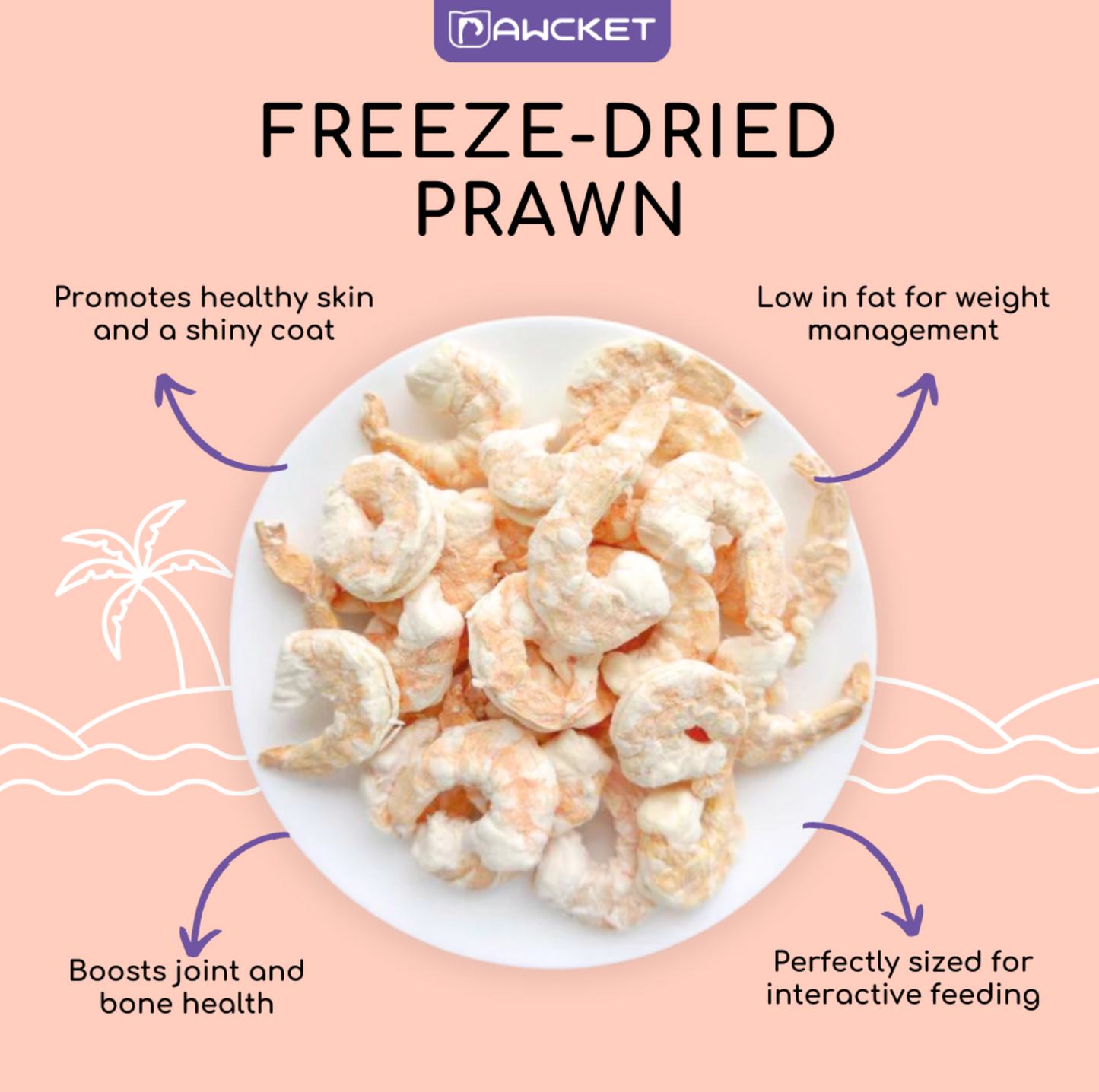 Pawcket Freeze-Dried Raw Prawn | Dog and Cat Treat - {{product.type}} - PawPawUp