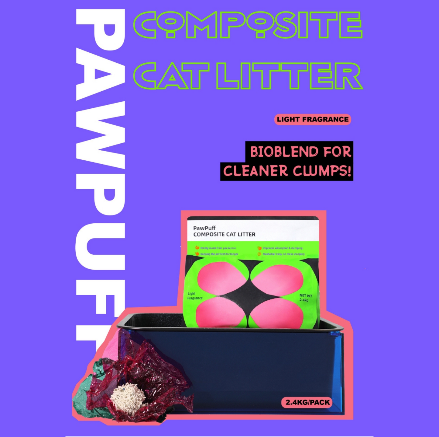 PawPuff Composite Cat Litter - Mineral + Tofu - {{product.type}} - PawPawUp