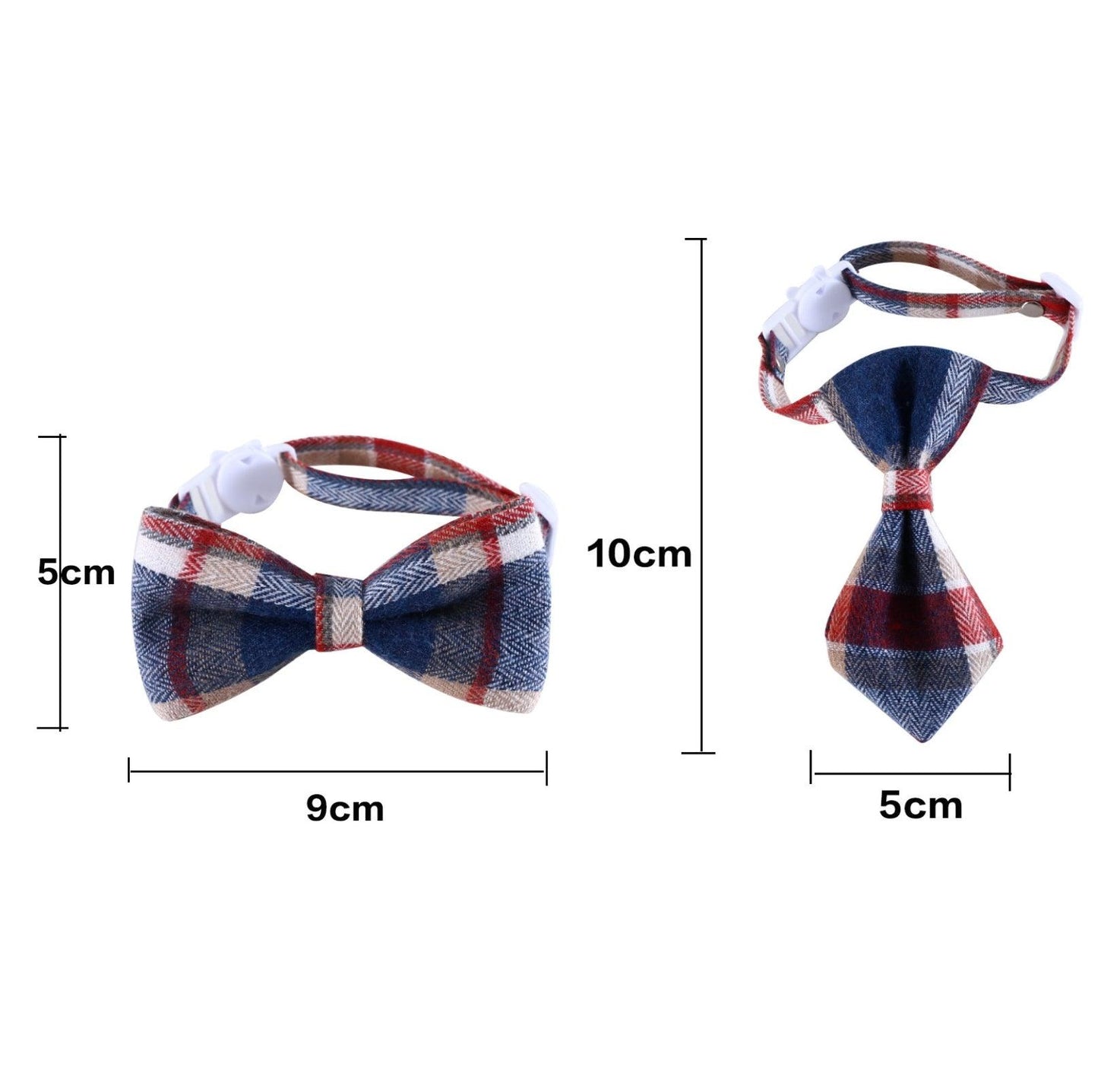 Pet Adjustable Bow/Tie Collar with Plaid Pattern - {{product.type}} - PawPawUp