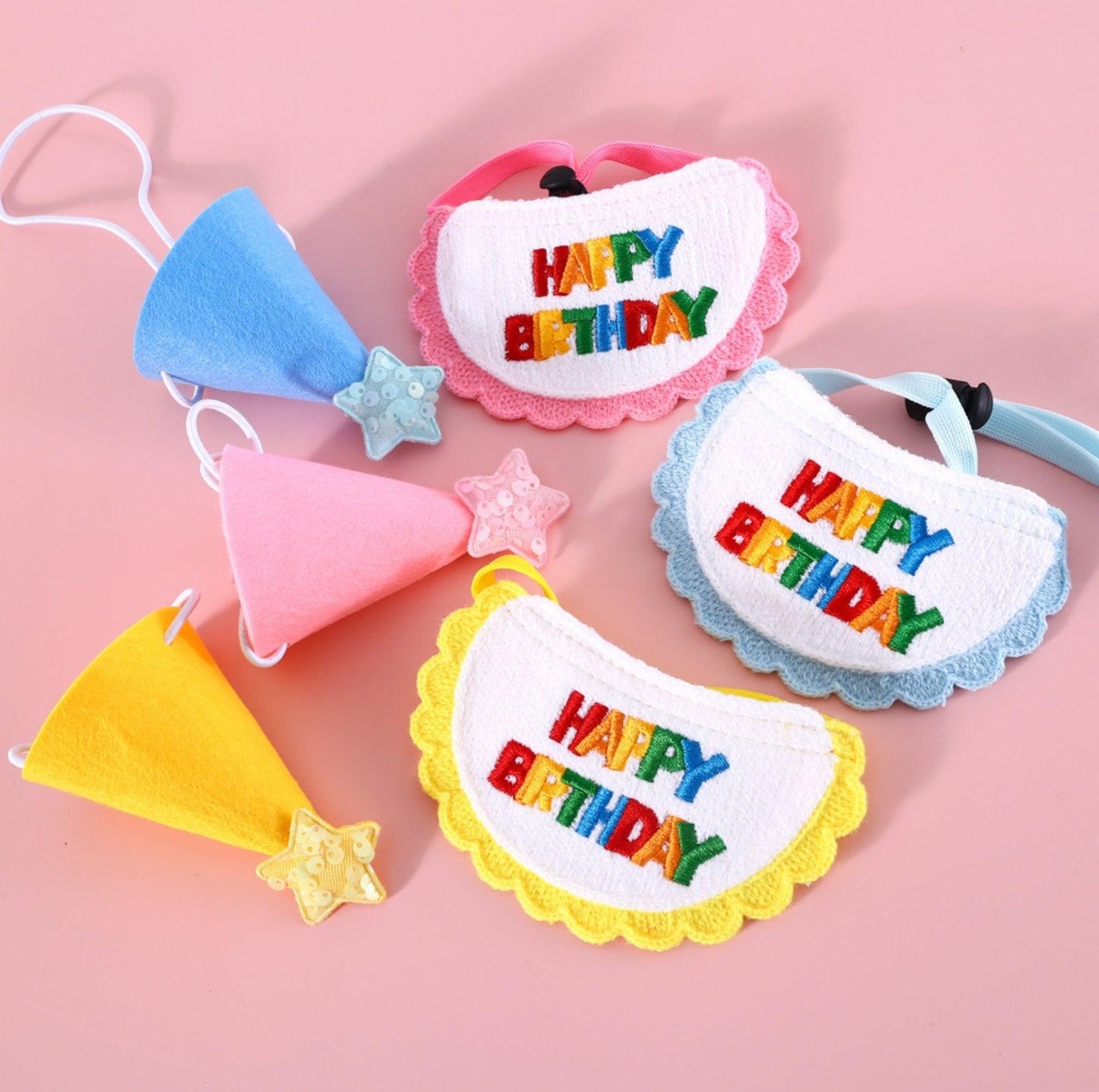 Pet Birthday Ensemble: Stylish Hat & Bib Accessory Set - {{product.type}} - PawPawUp