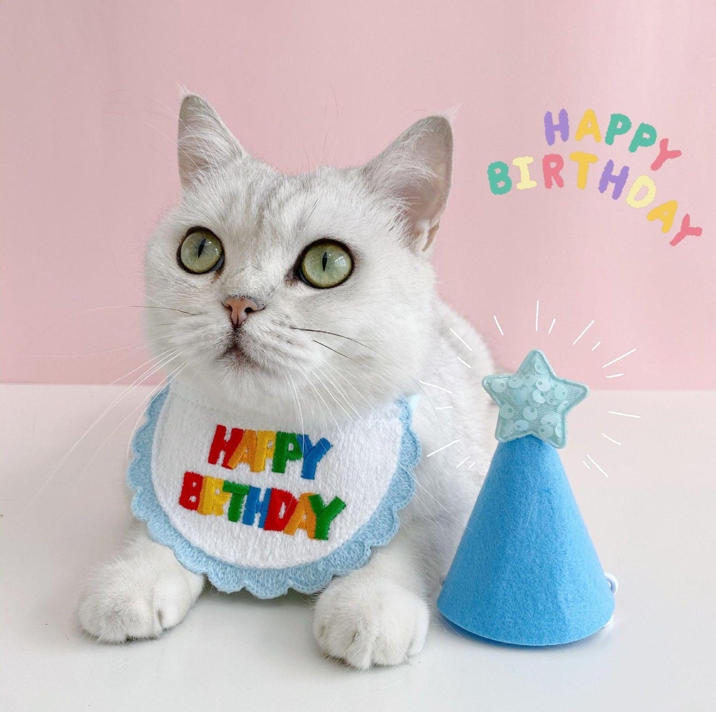 Pet Birthday Ensemble: Stylish Hat & Bib Accessory Set - {{product.type}} - PawPawUp