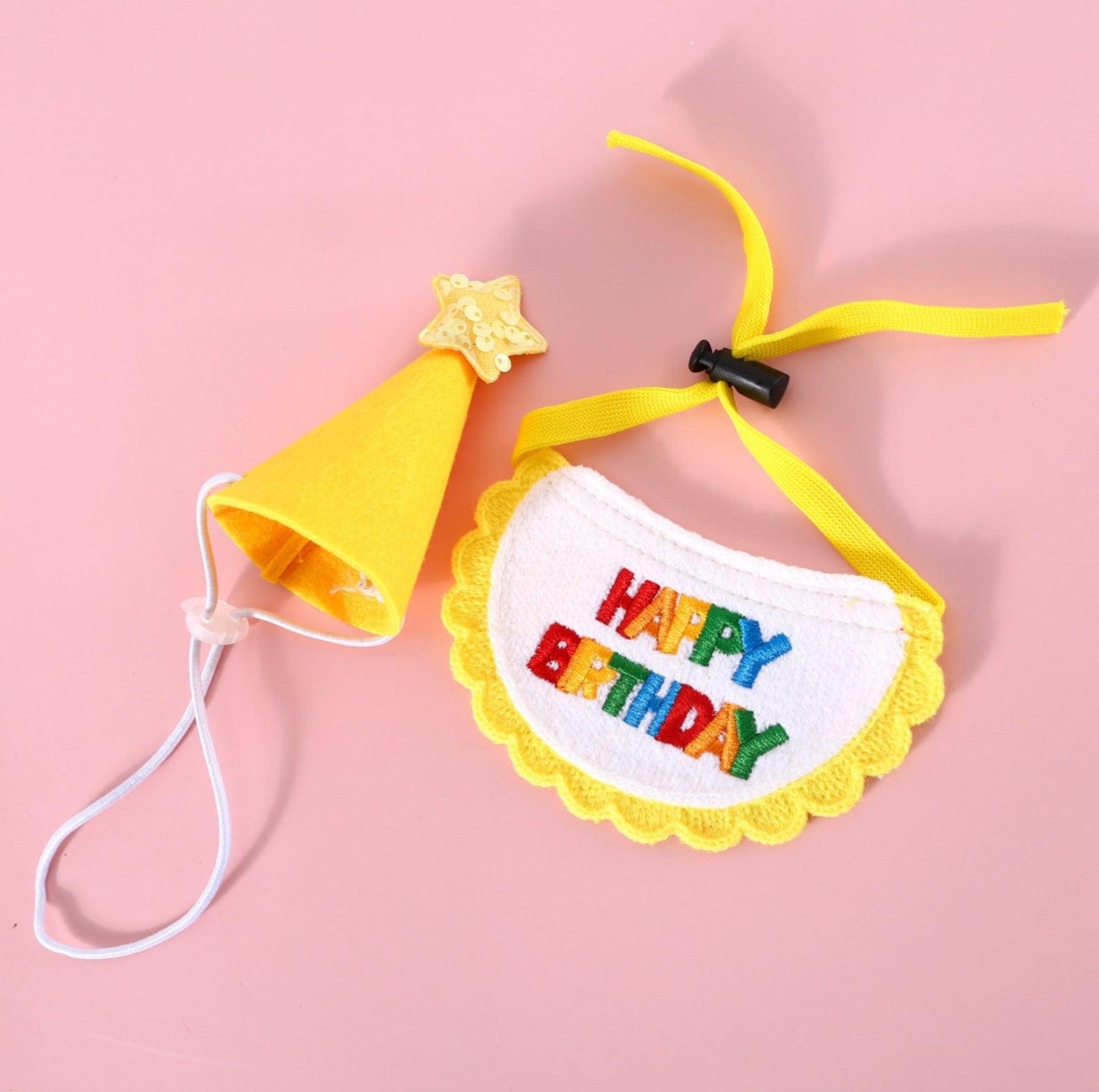 Pet Birthday Ensemble: Stylish Hat & Bib Accessory Set - {{product.type}} - PawPawUp