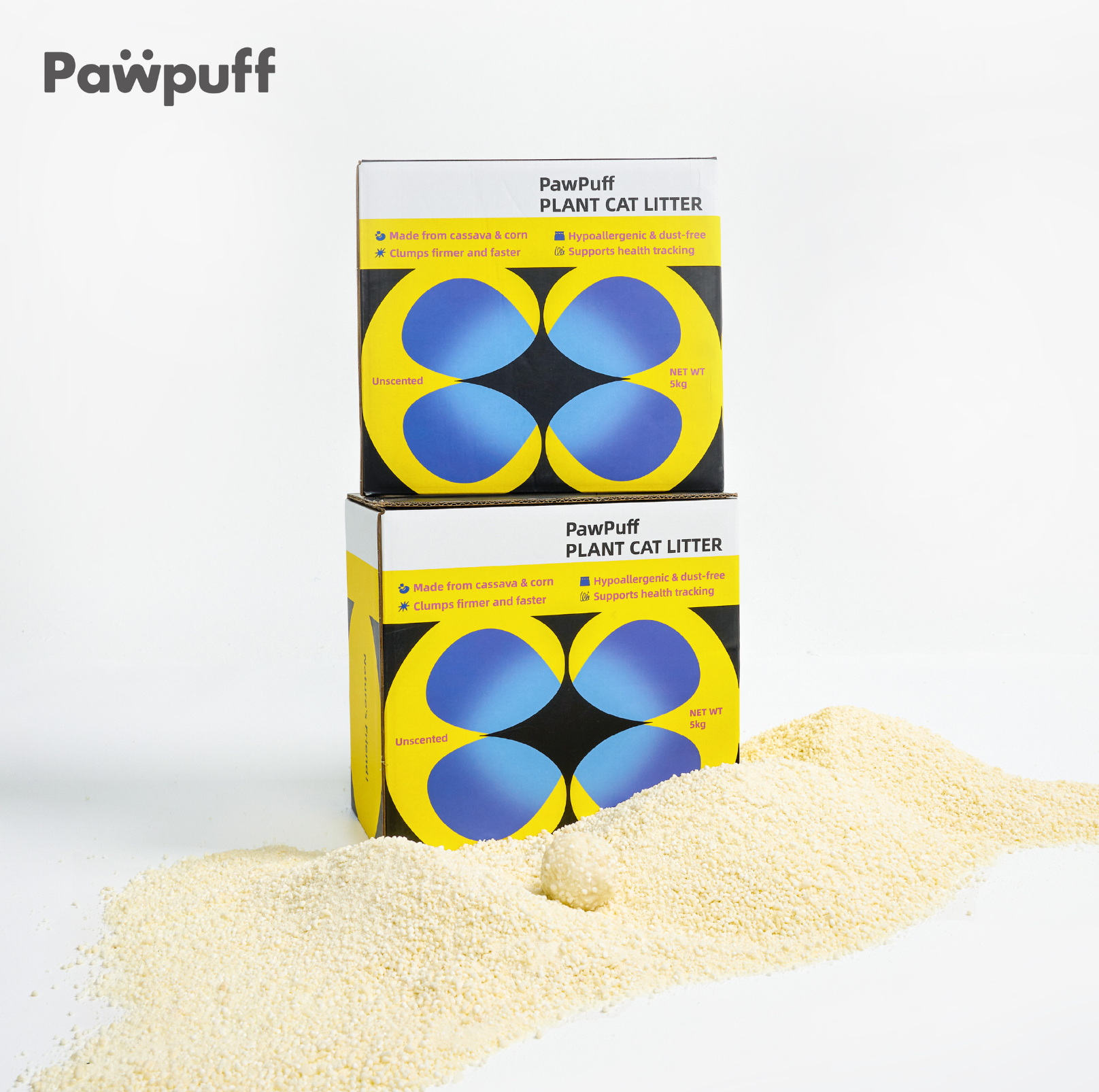 Pet Show PawPuff 100% Natural Plant-Based Cat Litter - Corn & Cassava, 5kg - {{product.type}} - PawPawUp
