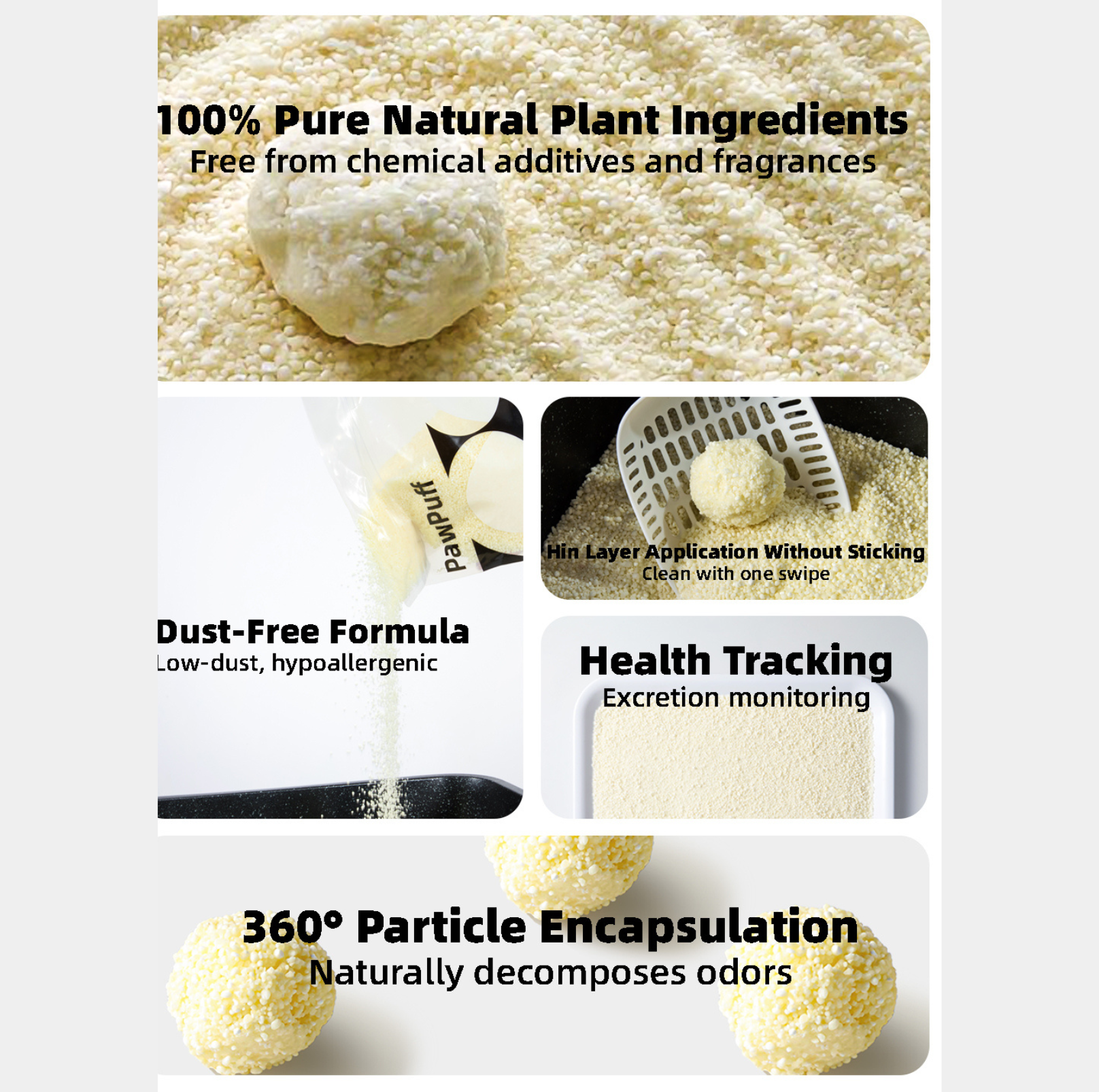 Pet Show PawPuff 100% Natural Plant-Based Cat Litter - Corn & Cassava, 5kg - {{product.type}} - PawPawUp