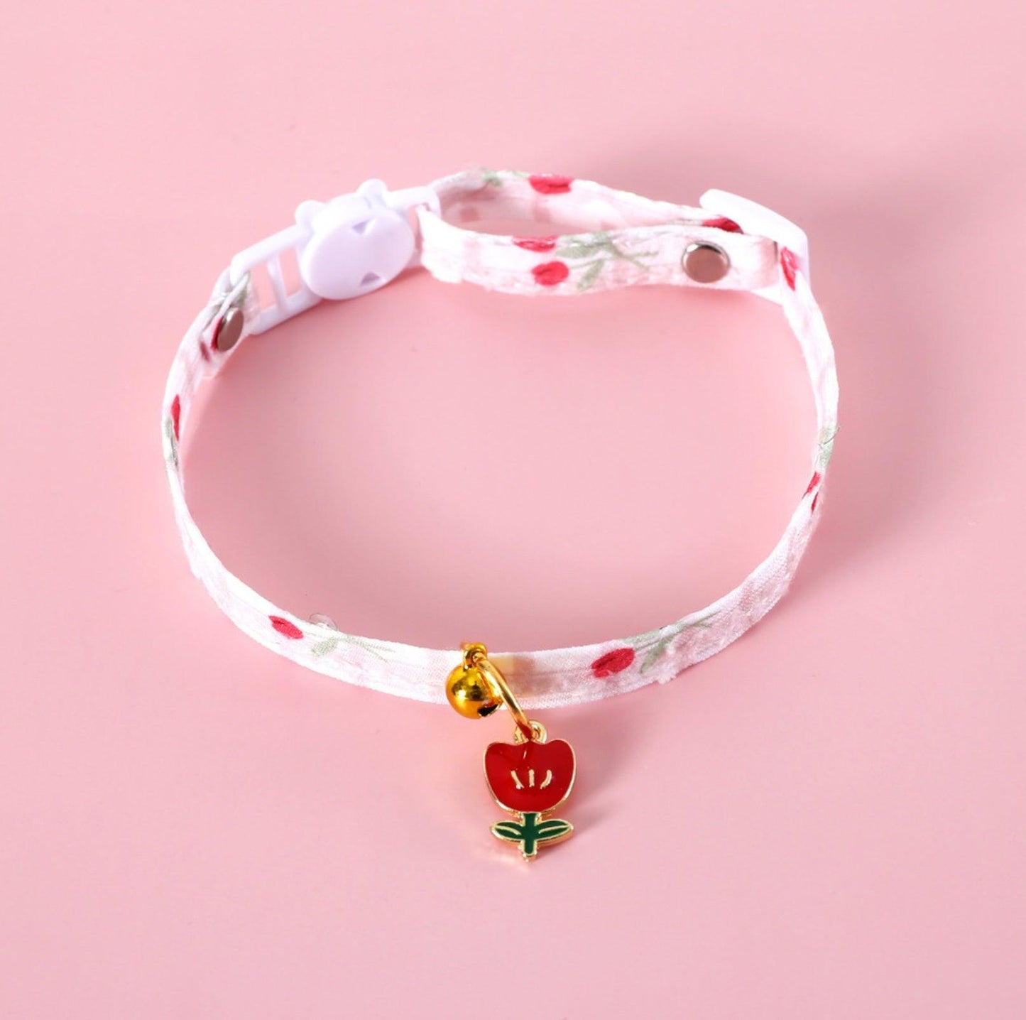 Pet Tulip Pendant Bell Adjustable Collar - {{product.type}} - PawPawUp