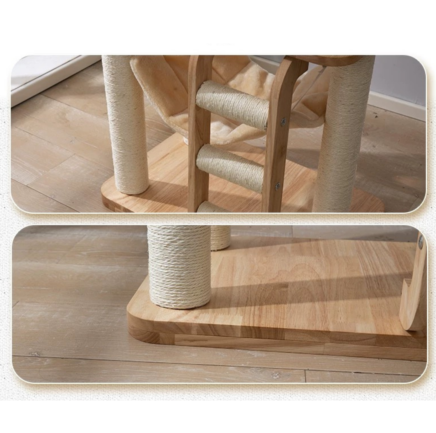 Premium Solid Oak Wood Cat Tree with Woven Rattan Beds(81005S)-Height 175cm - {{product.type}} - PawPawUp