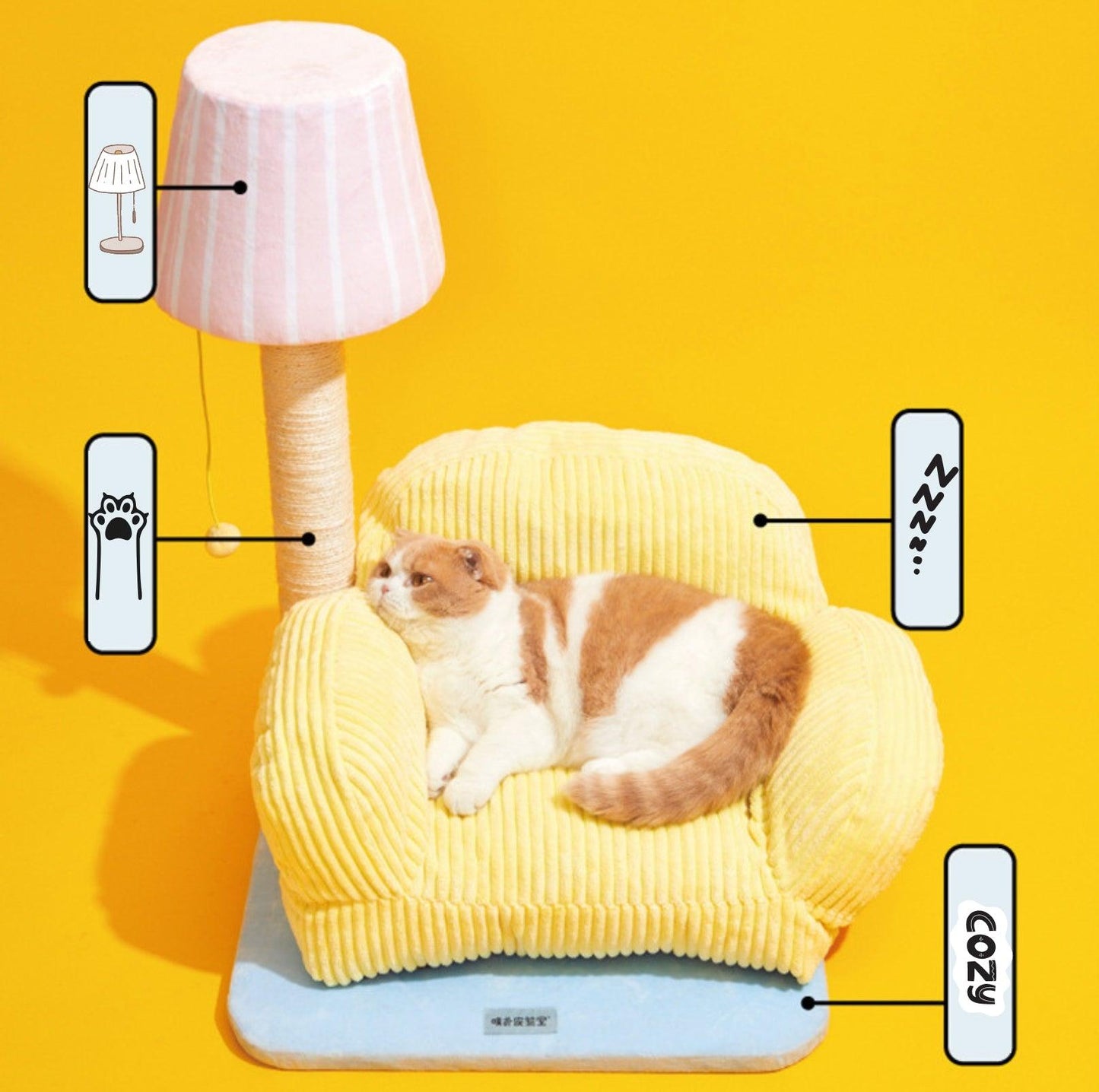 PurLab Multifunctional Cat Lounge - Cozy Sofa Style Cat Bed & Scratch Post - {{product.type}} - PawPawUp