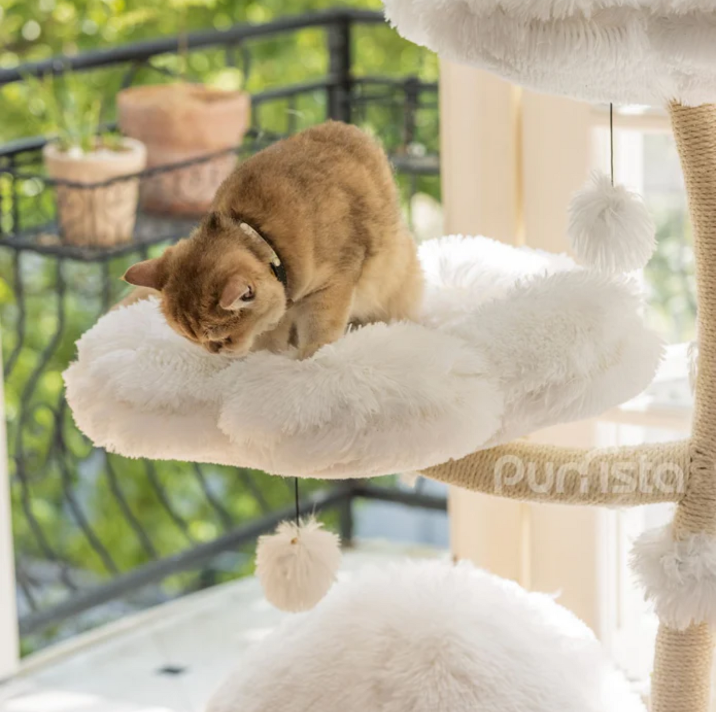 Purrista Mushroom Cat Tree 120cm (Three-Layer) - White - {{product.type}} - PawPawUp