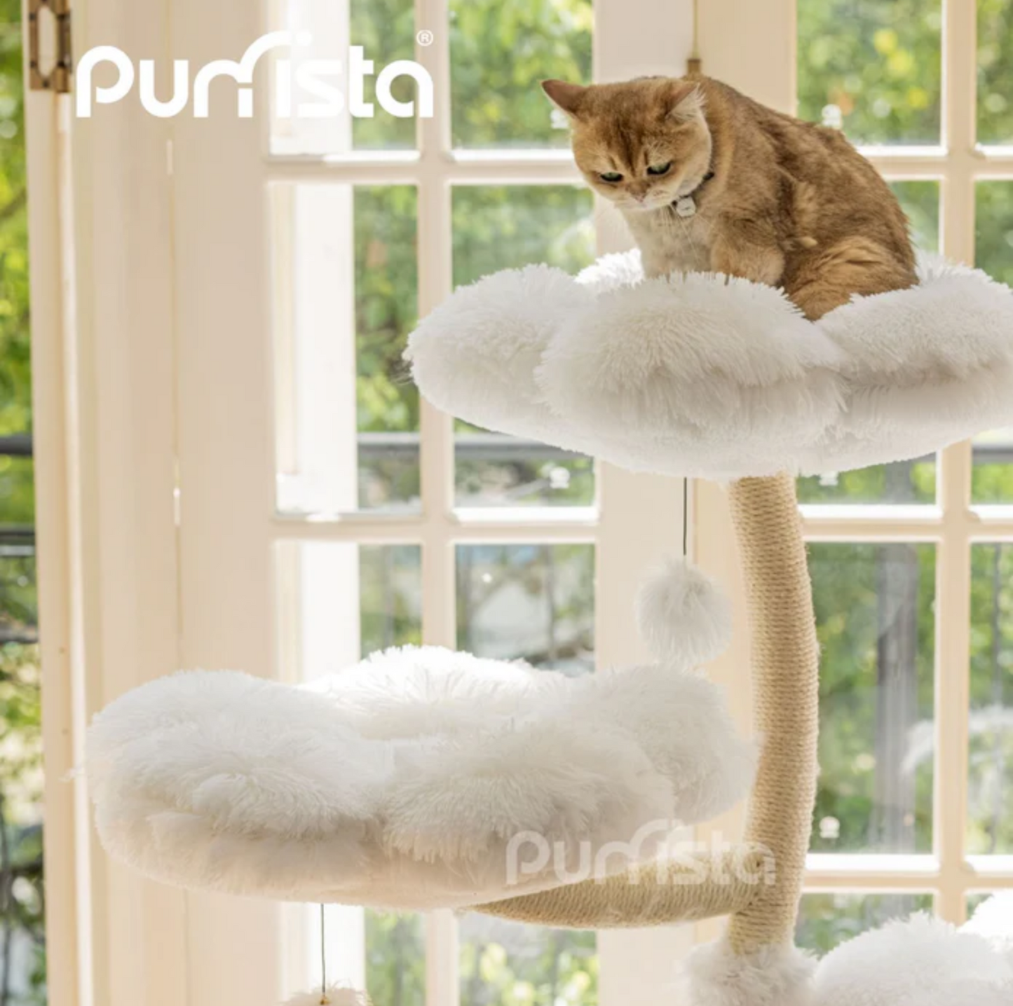 Purrista Mushroom Cat Tree 120cm (Three-Layer) - White - {{product.type}} - PawPawUp