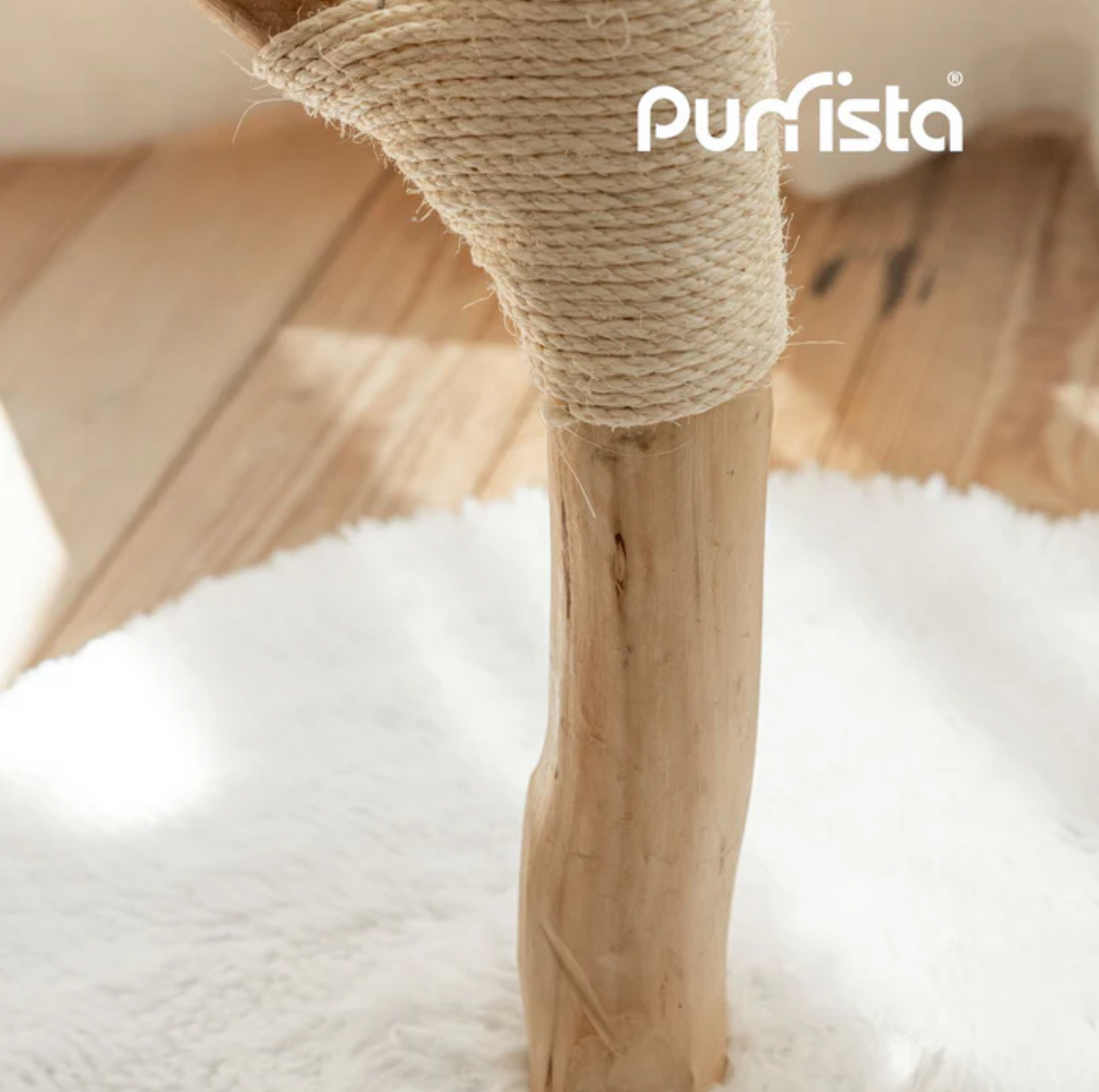 Purrista Natural Wood Basket 130cm Cat Tree (Three-Layer) - {{product.type}} - PawPawUp