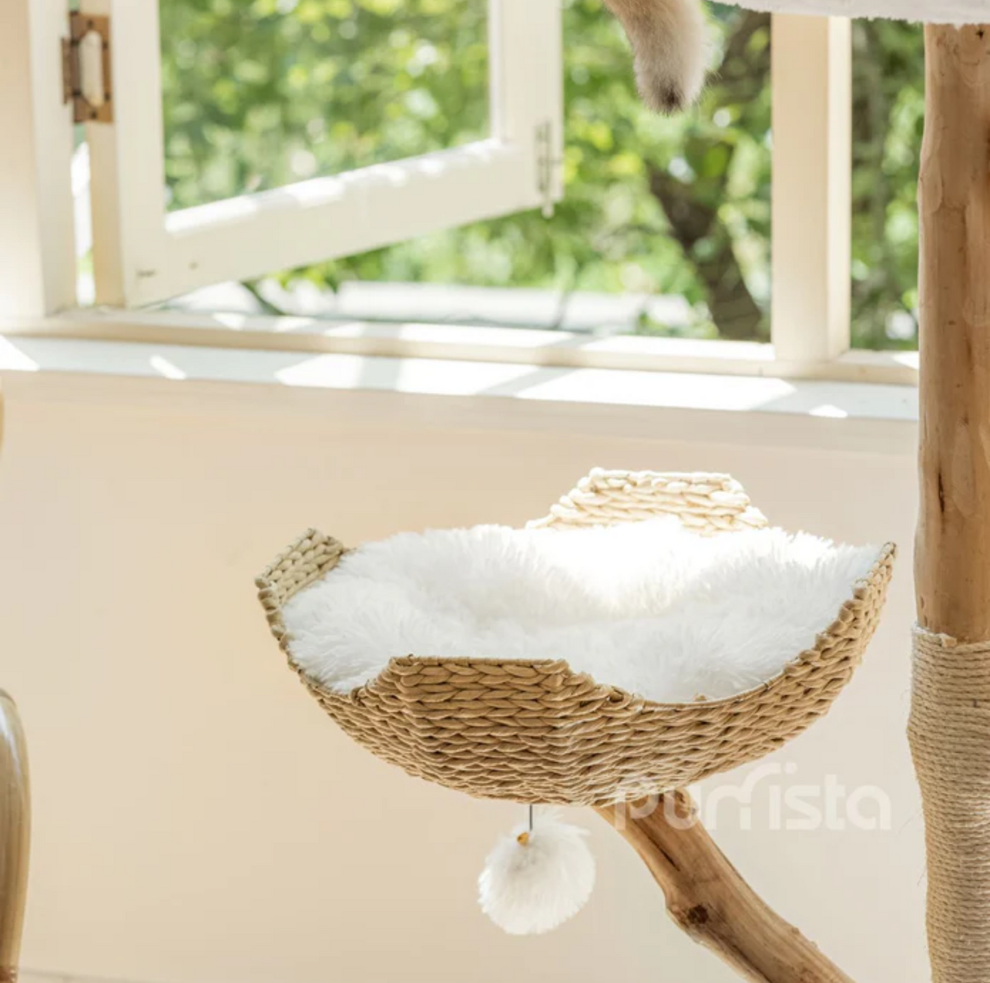 Purrista Natural Wood Basket 130cm Cat Tree (Three-Layer) - {{product.type}} - PawPawUp