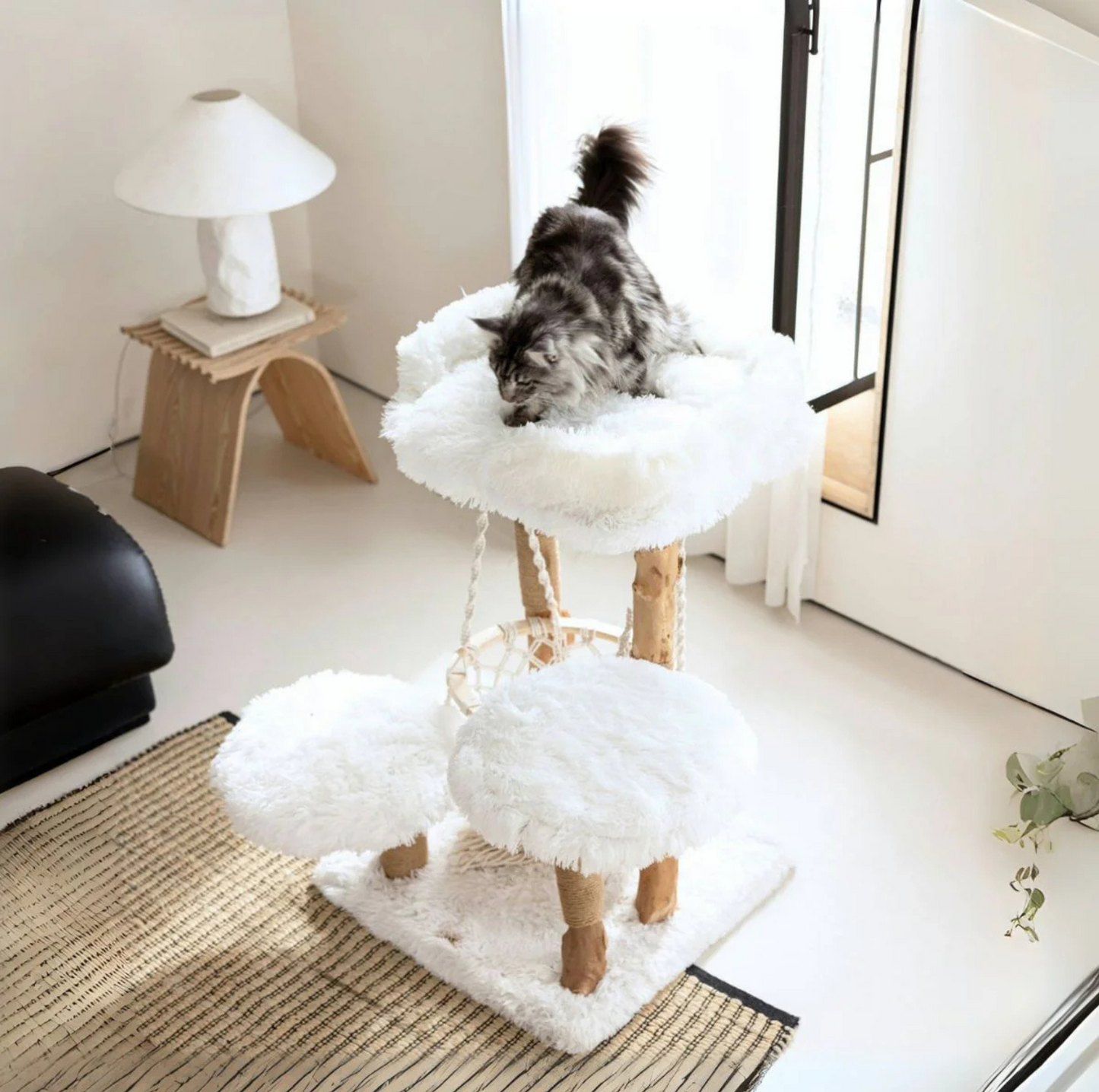 Purrista Natural Wood Hammock Cat Tree - 3 Level - {{product.type}} - PawPawUp