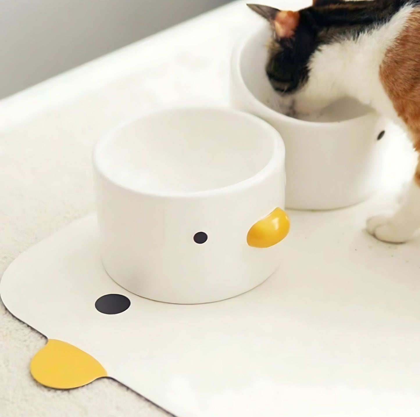 PURROOM Little Chicken Flat Ceramic Cat Bowls and Dog Bowls - {{product.type}} - PawPawUp