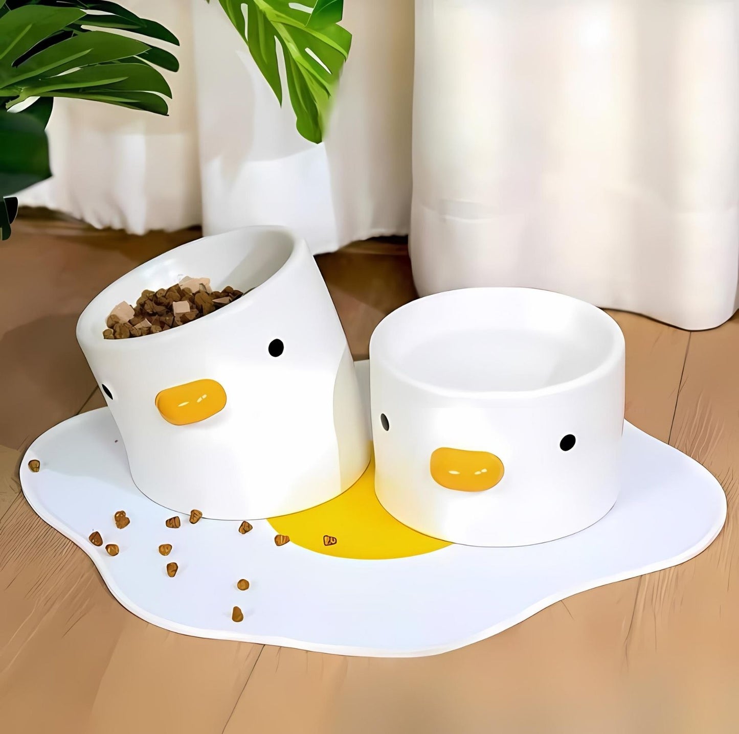 PURROOM Little Chicken Flat Ceramic Cat Bowls and Dog Bowls - {{product.type}} - PawPawUp