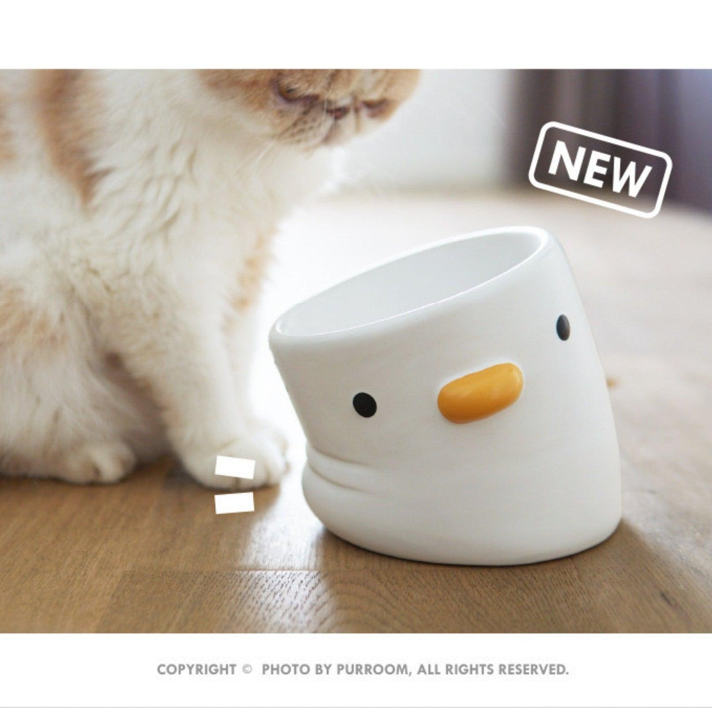 PURROOM Little Chicken Series - Plump Crooked Neck Ceramic Pet Bowl - {{product.type}} - PawPawUp