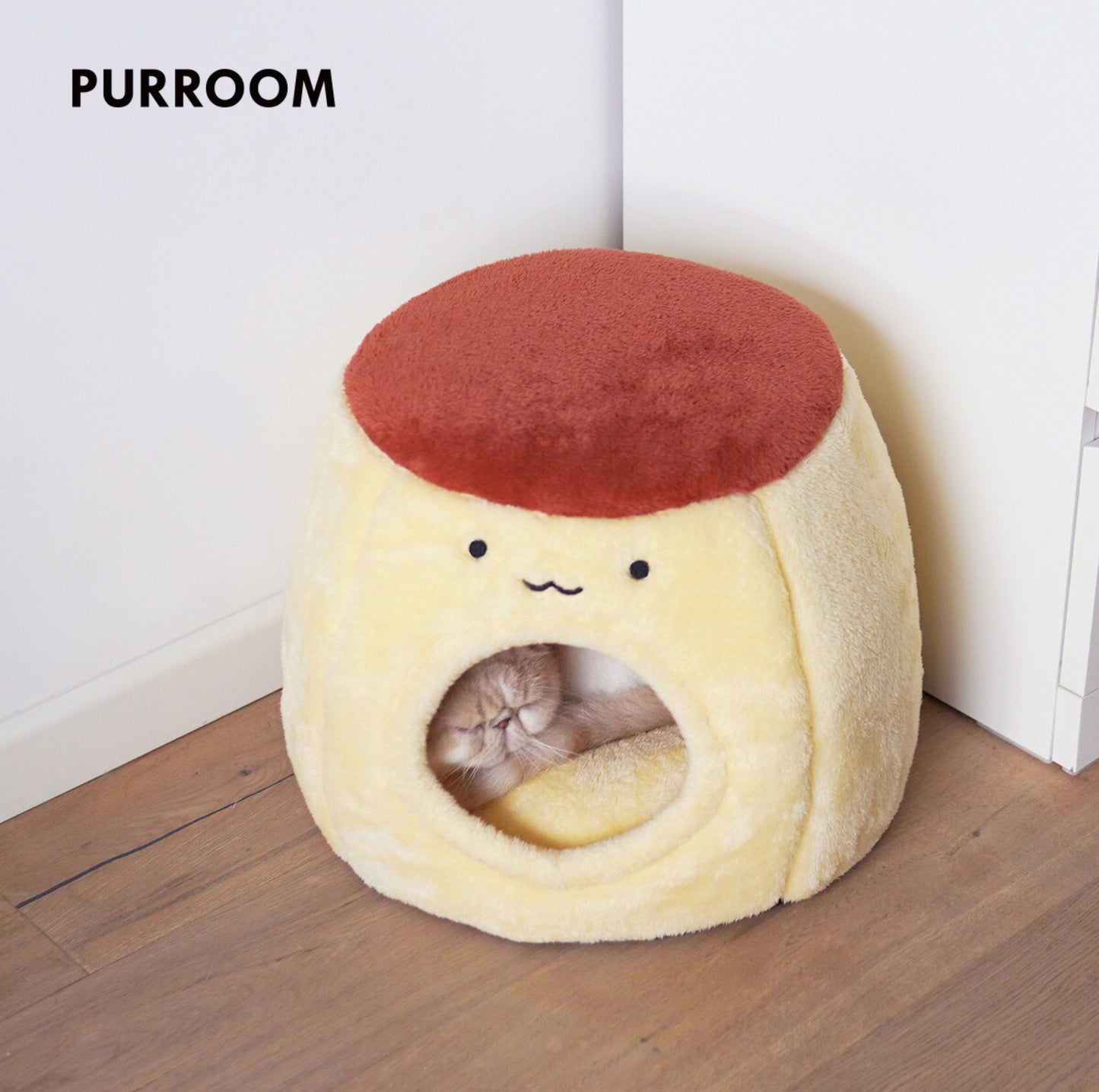 PURROOM Pudding-Shaped Plush Pet Bed - {{product.type}} - PawPawUp