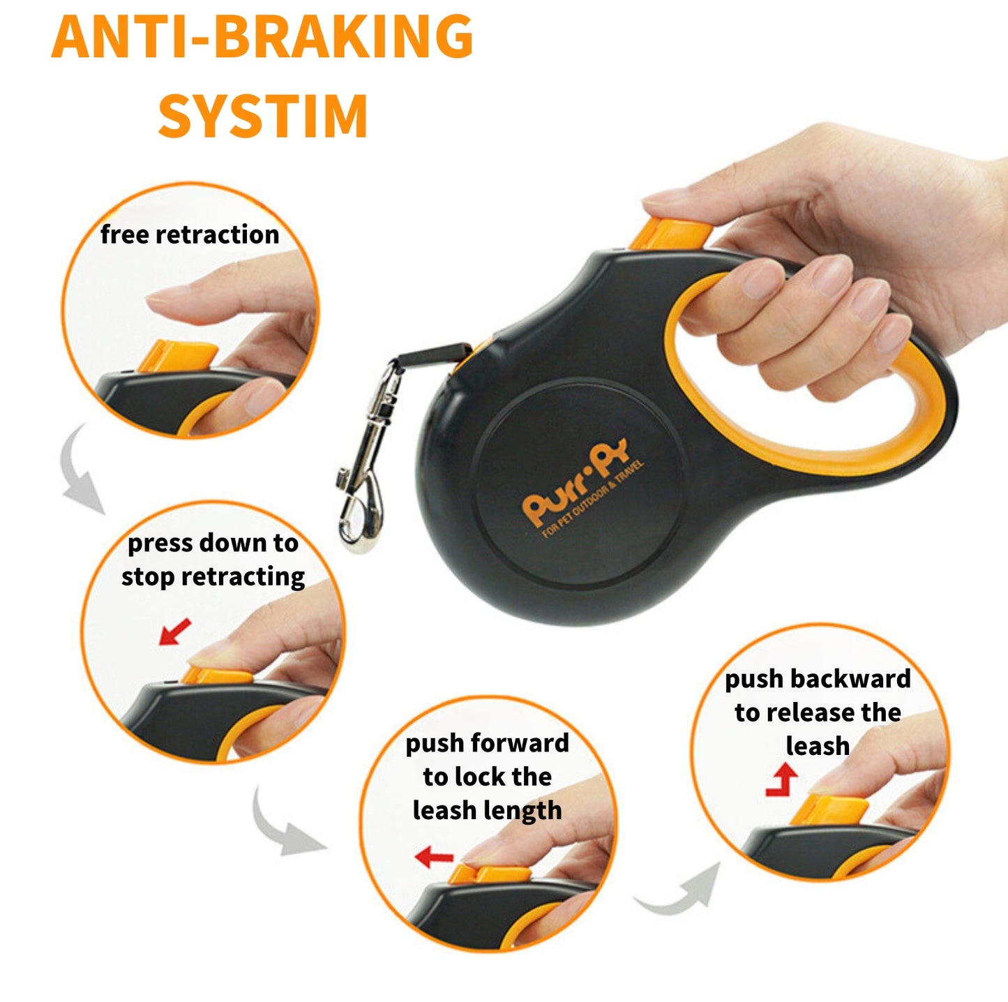 Purrpy Retractable Dog Leash - Reflective and Durable - {{product.type}} - PawPawUp