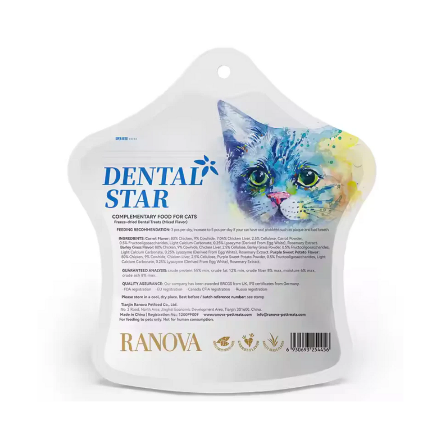 RANOVA Freeze Dried Cat Teeth Cleaning Treats - Dental Star 36g - {{product.type}} - PawPawUp
