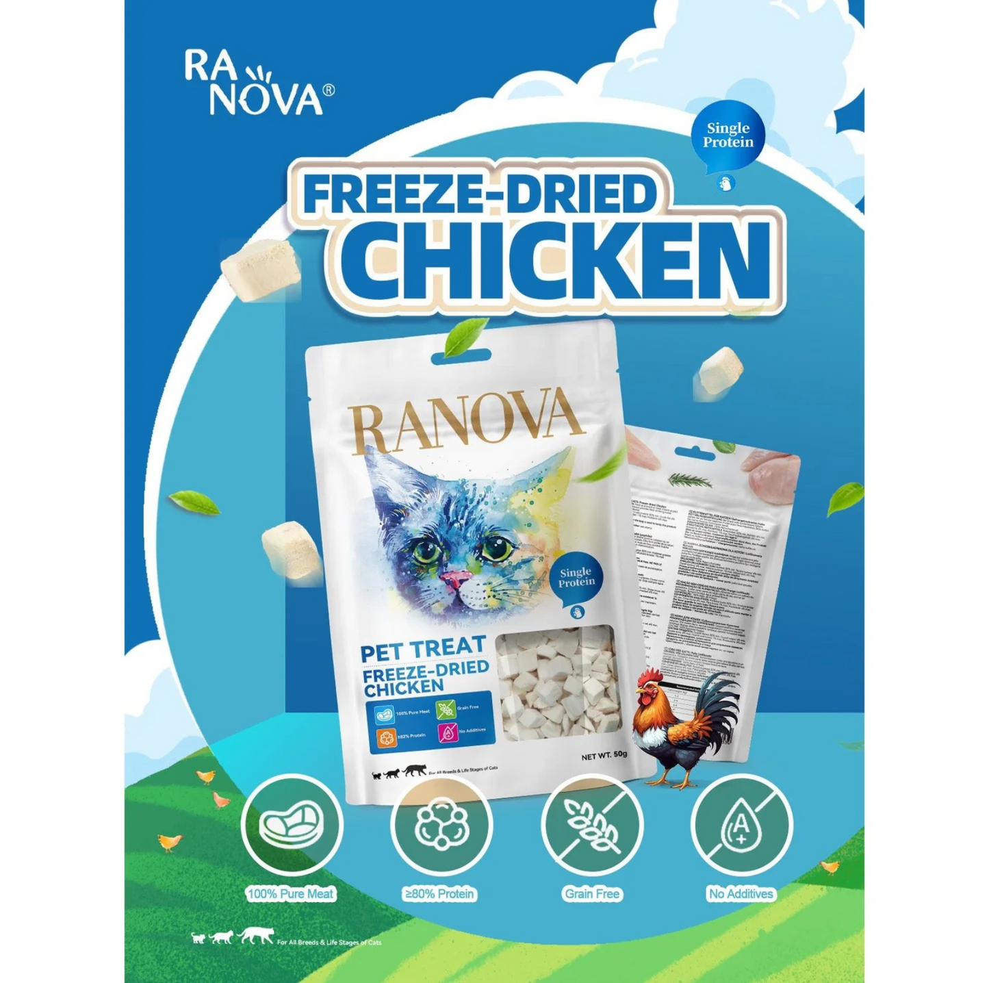 Ranova Freeze-Dried Chicken Cat Treats 50g - {{product.type}} - PawPawUp