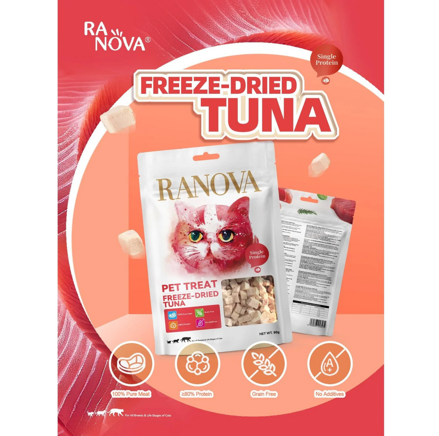 Ranova Freeze-Dried Tuna Cat Treats 50g - {{product.type}} - PawPawUp