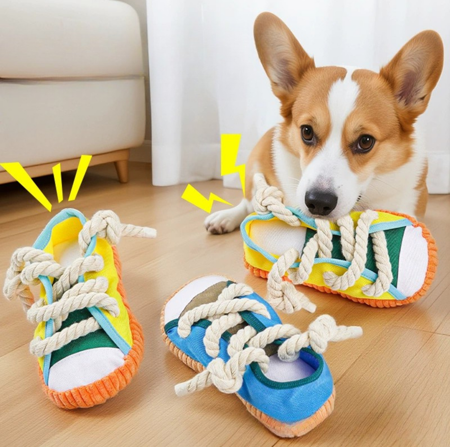 Shoe Chew Toy – Squeaky Tug & Teething Fun for Dogs - {{product.type}} - PawPawUp