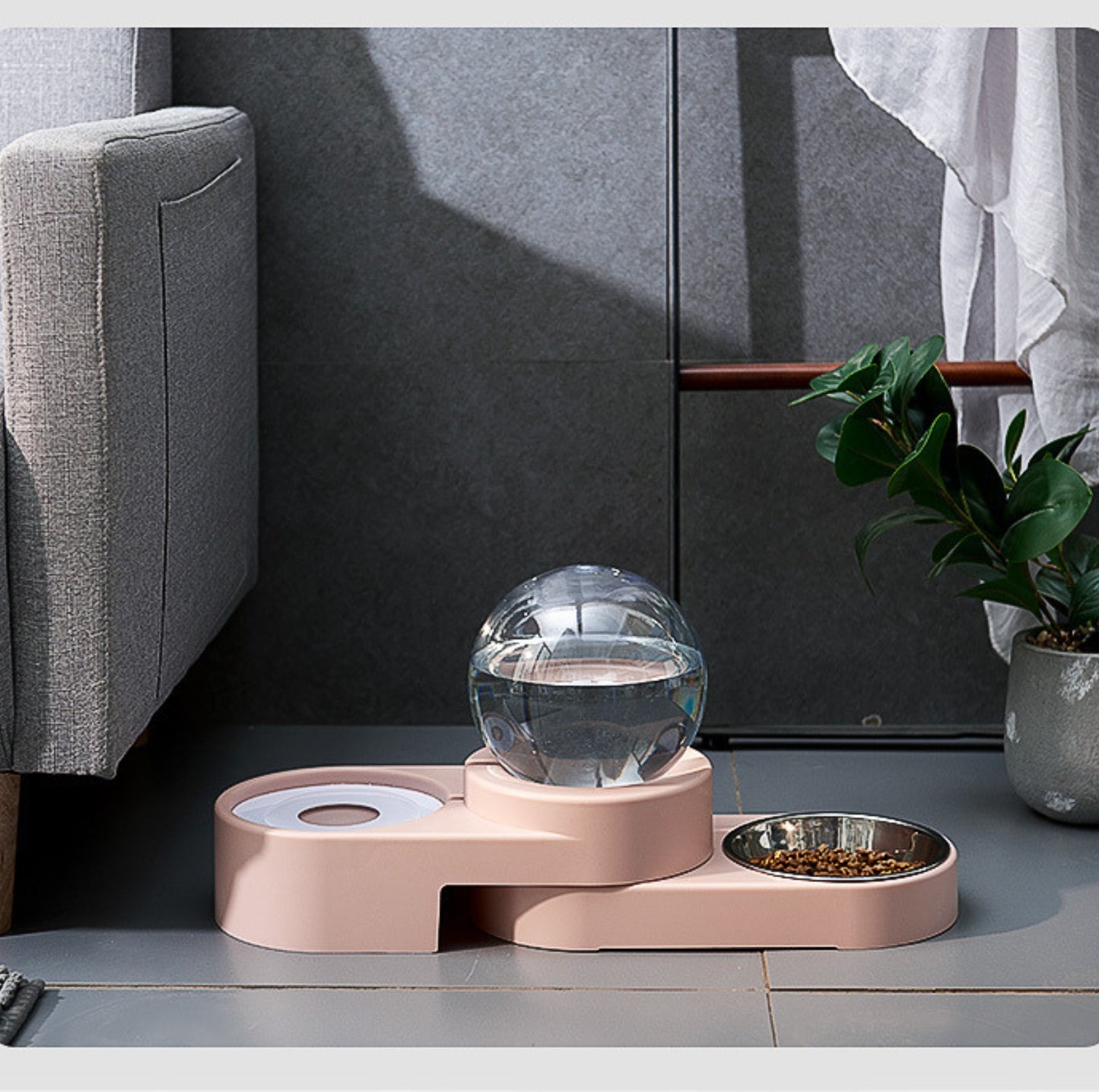 Spherical Double Cat and Small Dog Bowl With Automatic Water Refill - {{product.type}} - PawPawUp
