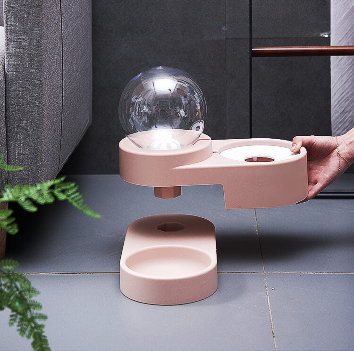 Spherical Double Cat and Small Dog Bowl With Automatic Water Refill - {{product.type}} - PawPawUp