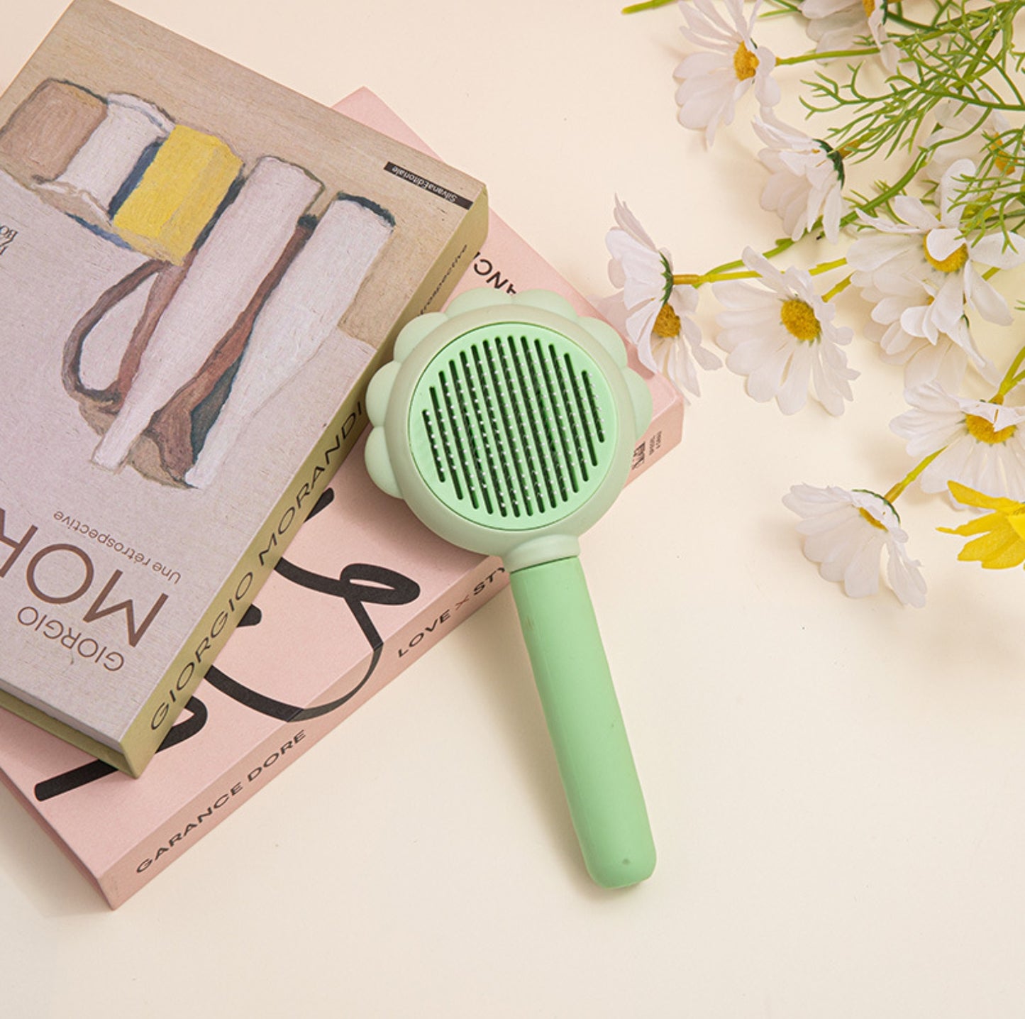 Sunflower Pet Brush – Grooming & Massage Tool with One-Click Fur Release - {{product.type}} - PawPawUp