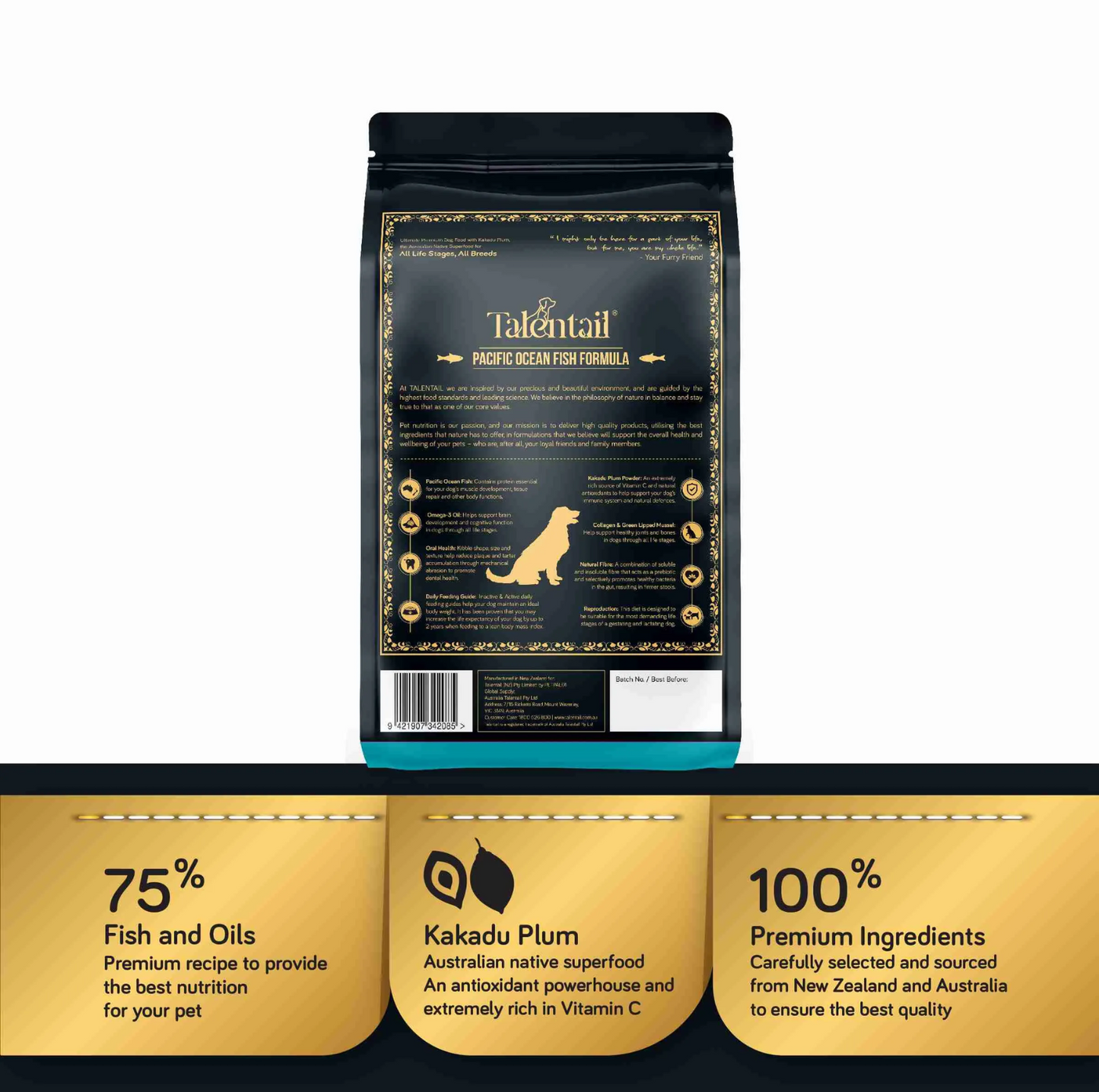 Talentail Ultimate Pacific Ocean Fish Dry Dog Food 1.8kg - {{product.type}} - PawPawUp