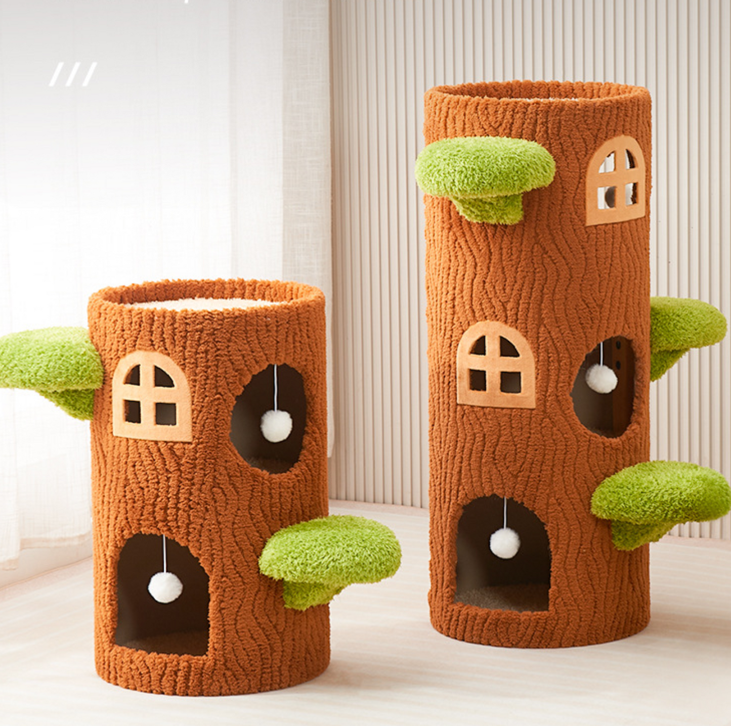 Tree Trunk Cat Tower – Cozy Hideaway & Scratcher in One - {{product.type}} - PawPawUp