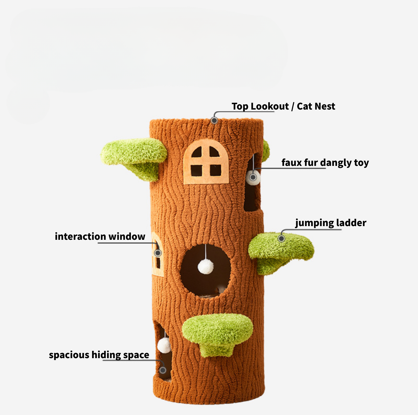 Tree Trunk Cat Tower – Cozy Hideaway & Scratcher in One - {{product.type}} - PawPawUp