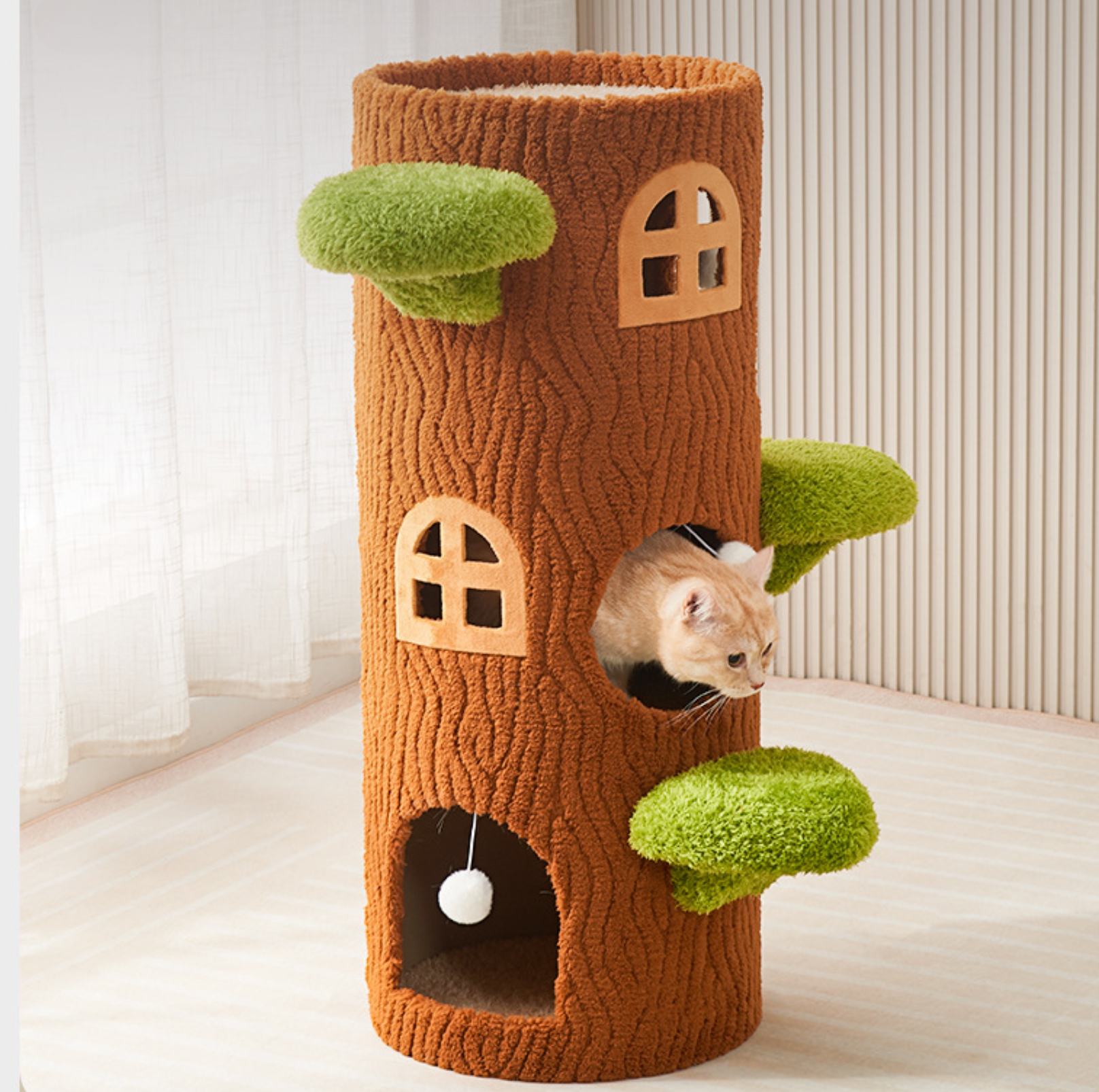Tree Trunk Cat Tower – Cozy Hideaway & Scratcher in One - {{product.type}} - PawPawUp