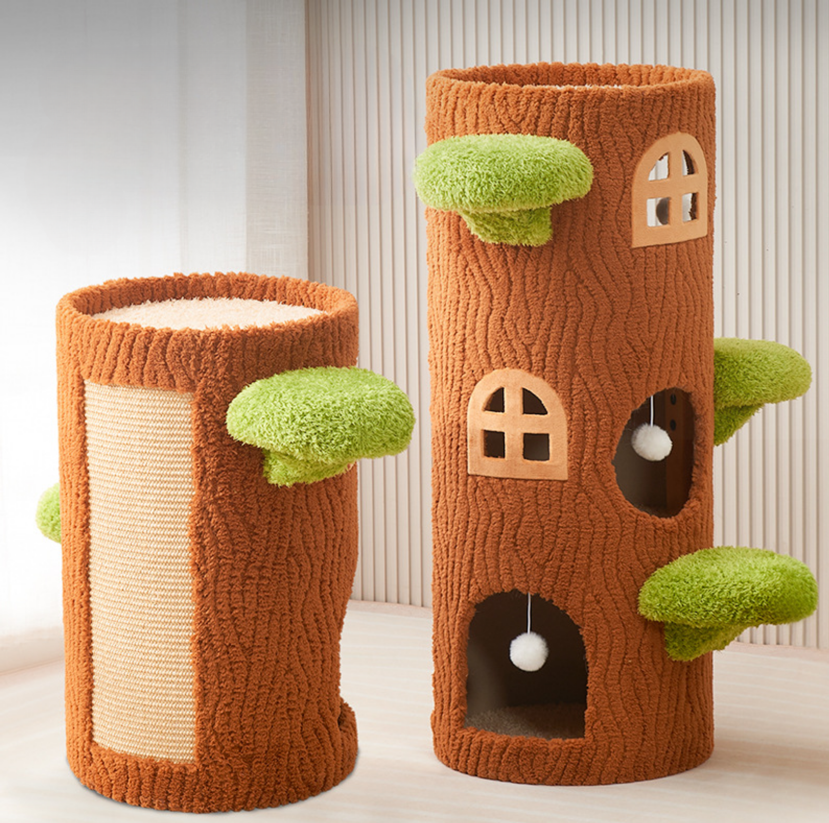 Tree Trunk Cat Tower – Cozy Hideaway & Scratcher in One - {{product.type}} - PawPawUp