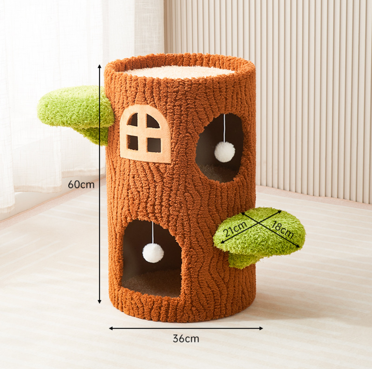 Tree Trunk Cat Tower – Cozy Hideaway & Scratcher in One - {{product.type}} - PawPawUp