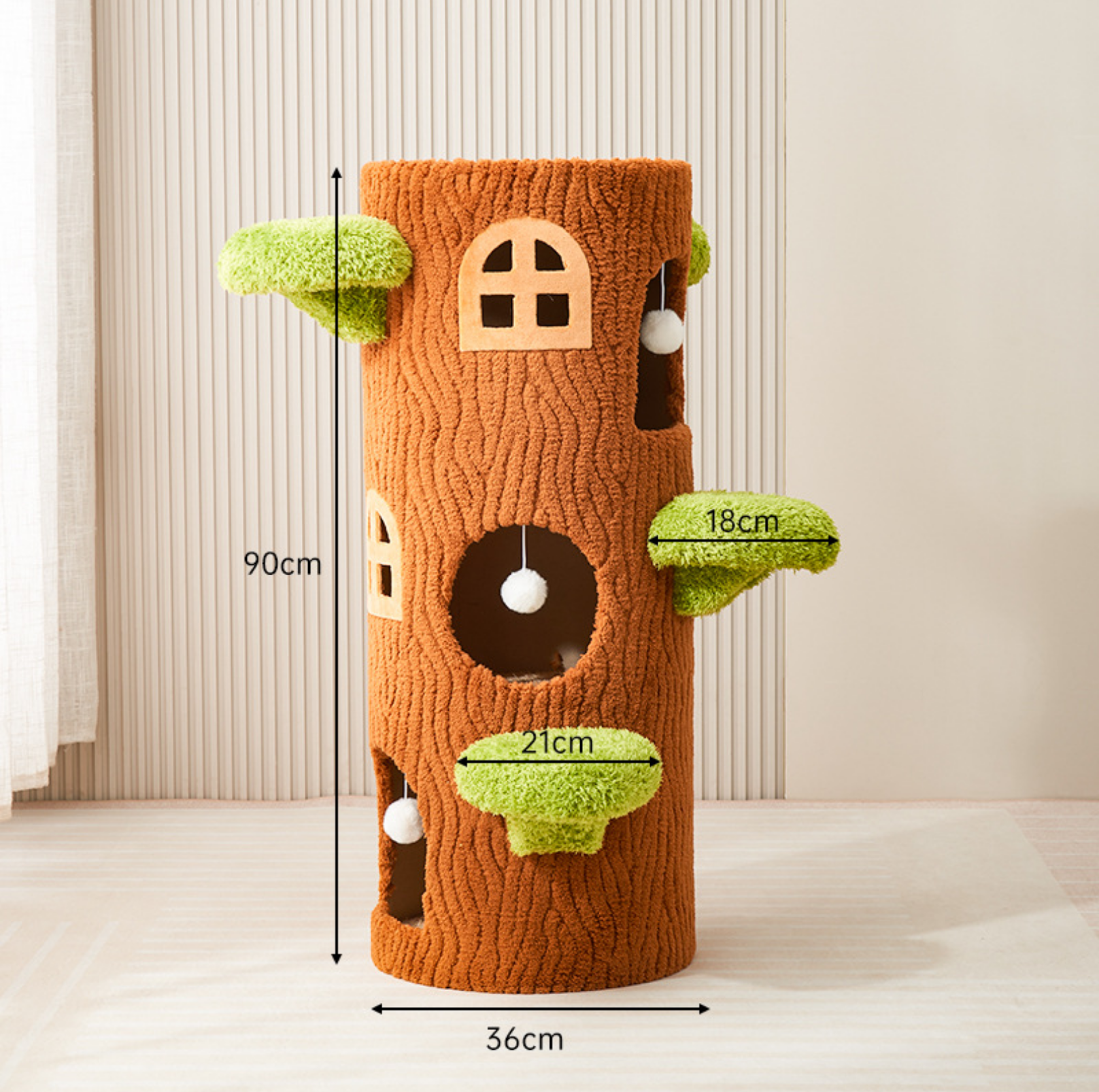 Tree Trunk Cat Tower – Cozy Hideaway & Scratcher in One - {{product.type}} - PawPawUp
