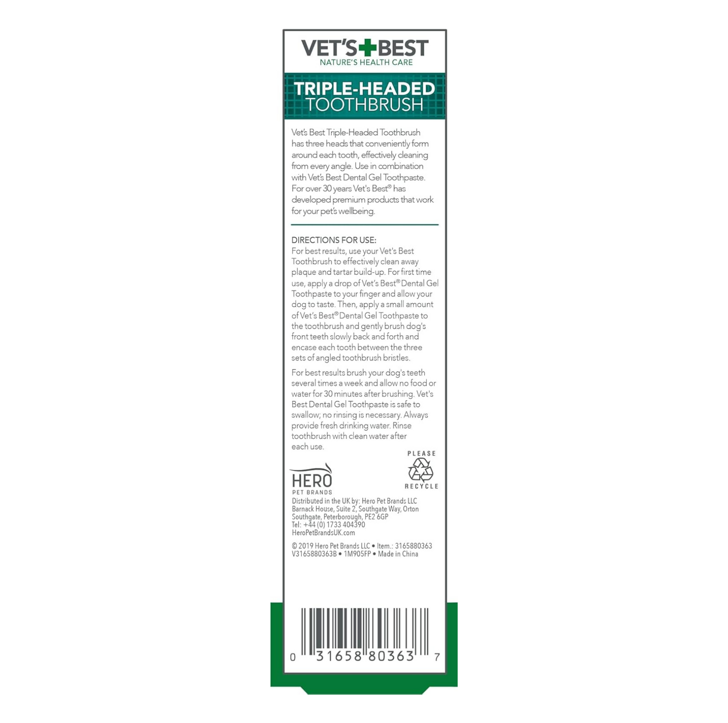 VET'S BEST Triple Headed Toothbrush For Dogs - {{product.type}} - PawPawUp