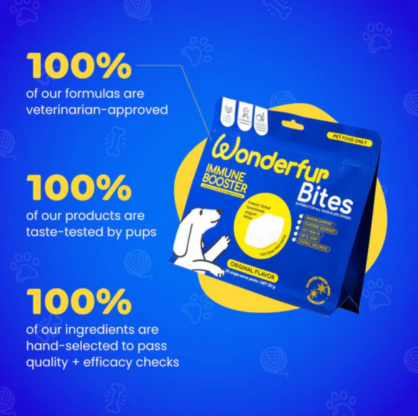 Wonderfur Bites Immune Booster for Dogs - Freeze-Dried Functional Yogurt Bites - {{product.type}} - PawPawUp