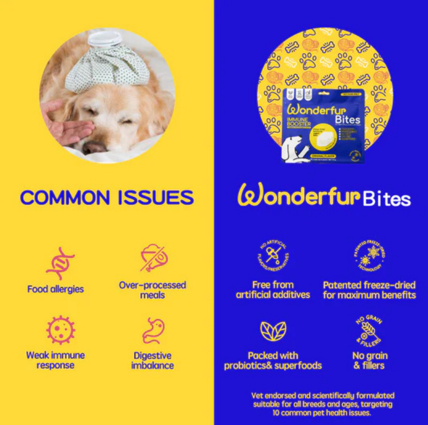 Wonderfur Bites Immune Booster for Dogs - Freeze-Dried Functional Yogurt Bites - {{product.type}} - PawPawUp