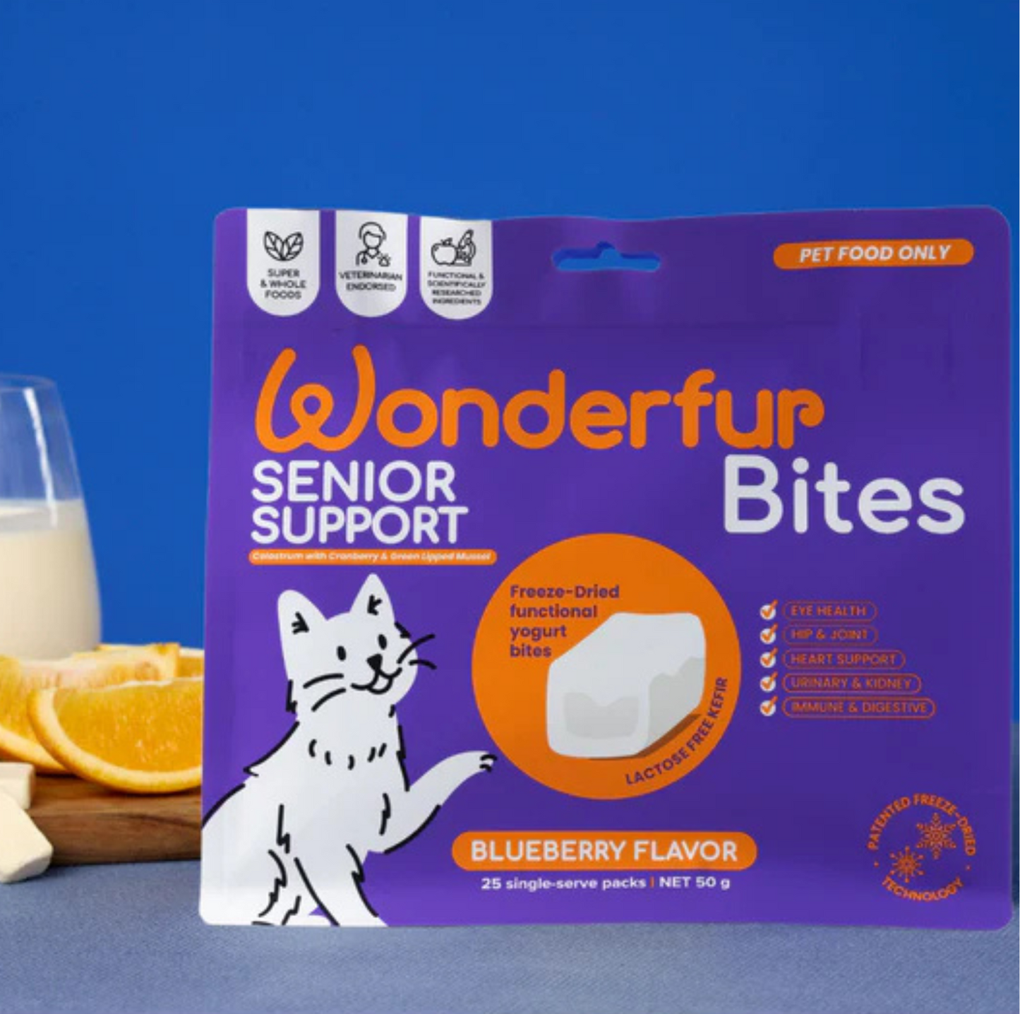 Wonderfur Bites Senior Support for Cats - Freeze-Dried Functional Yogurt Bites - {{product.type}} - PawPawUp