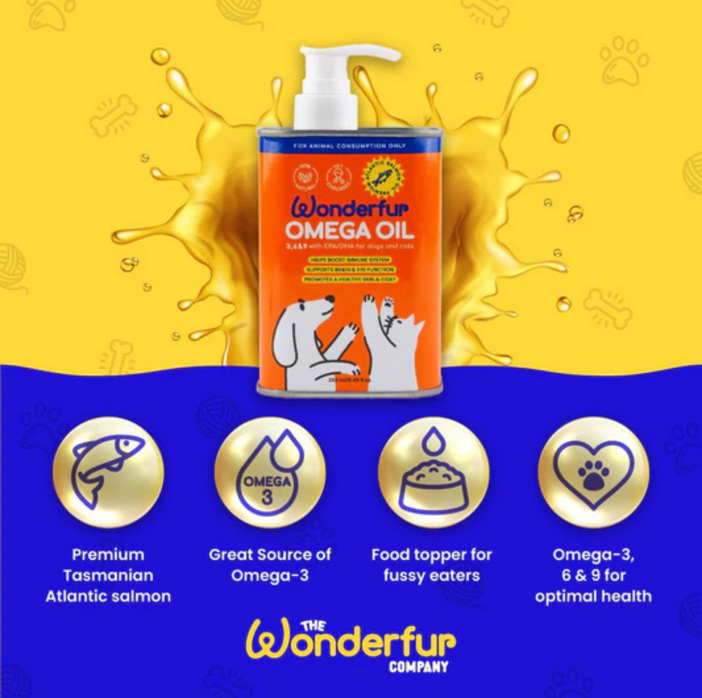 Wonderfur Super Omega Oil for Dogs & Cats 250mL - {{product.type}} - PawPawUp