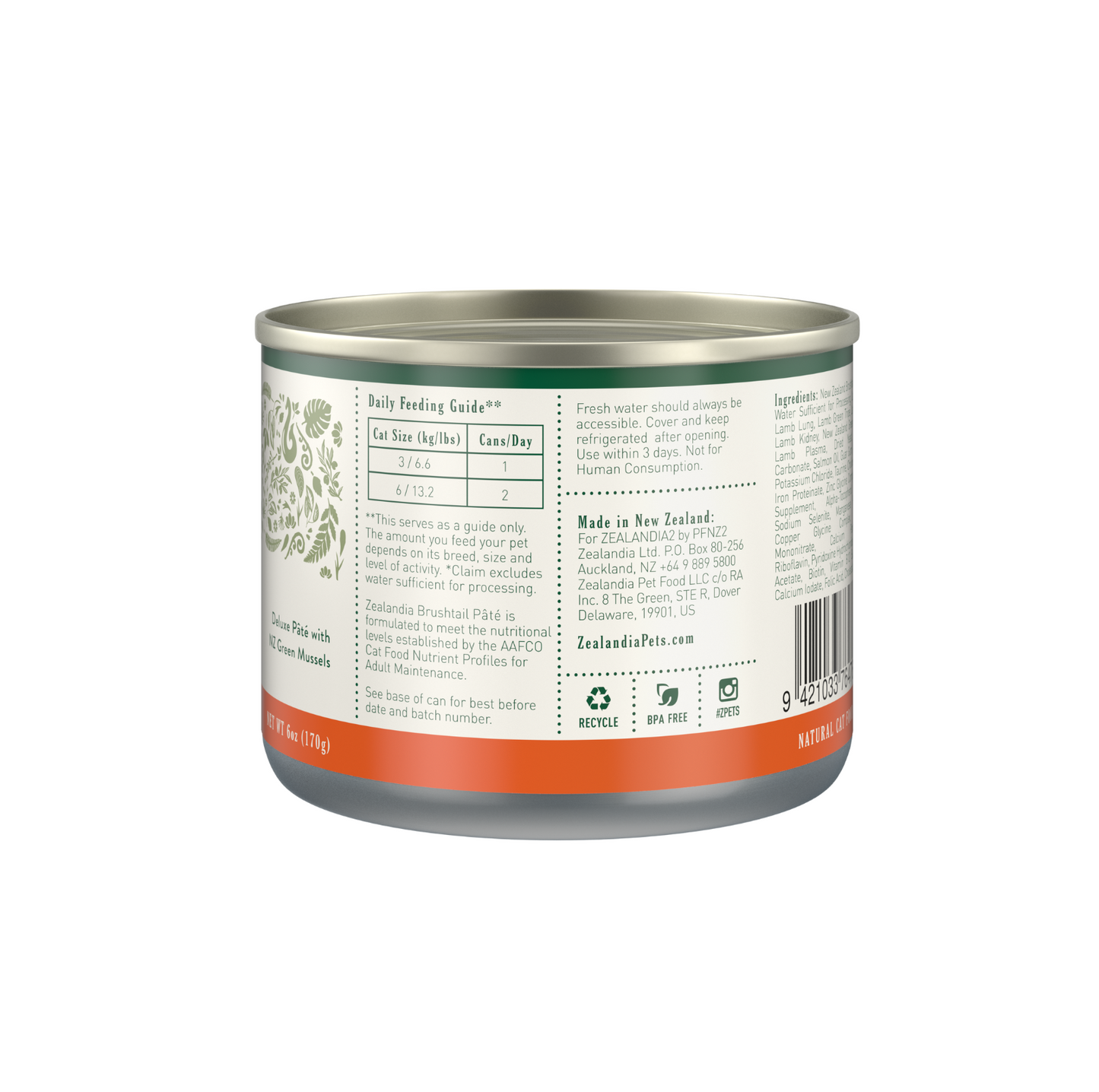 Zealandia Grain Free Brushtail Pate Adult Cat Wet Food 170g - {{product.type}} - PawPawUp