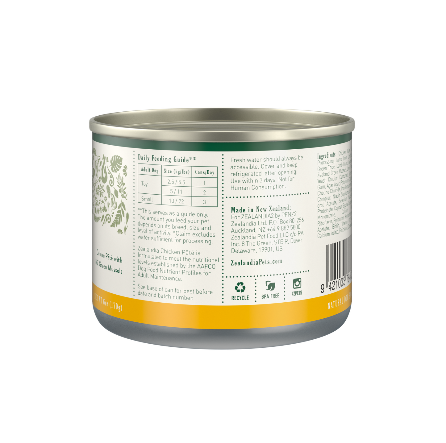 Zealandia Grain Free Chicken Pate Adult Dog Wet Food 170g - {{product.type}} - PawPawUp