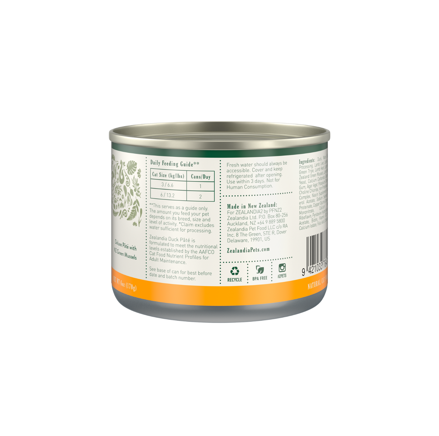 Zealandia Grain Free Duck Pate Adult Cat Wet Food - {{product.type}} - PawPawUp