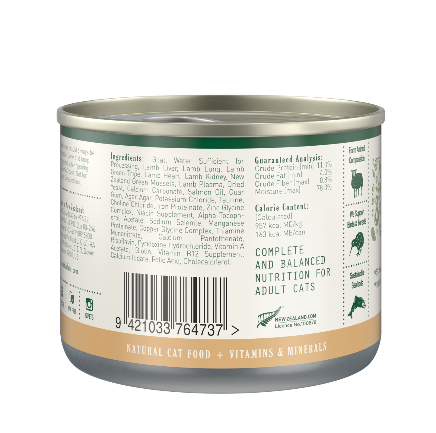 Zealandia Grain Free Goat Pate Adult Cat Wet Food 170g - {{product.type}} - PawPawUp