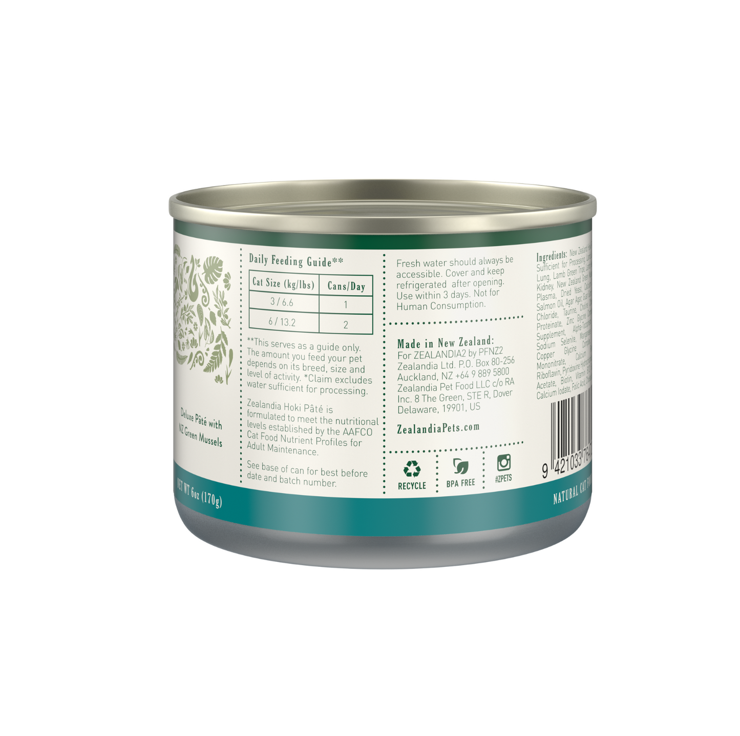 Zealandia Grain Free Hoki Fish Pate Adult Cat Wet Food 170g - {{product.type}} - PawPawUp