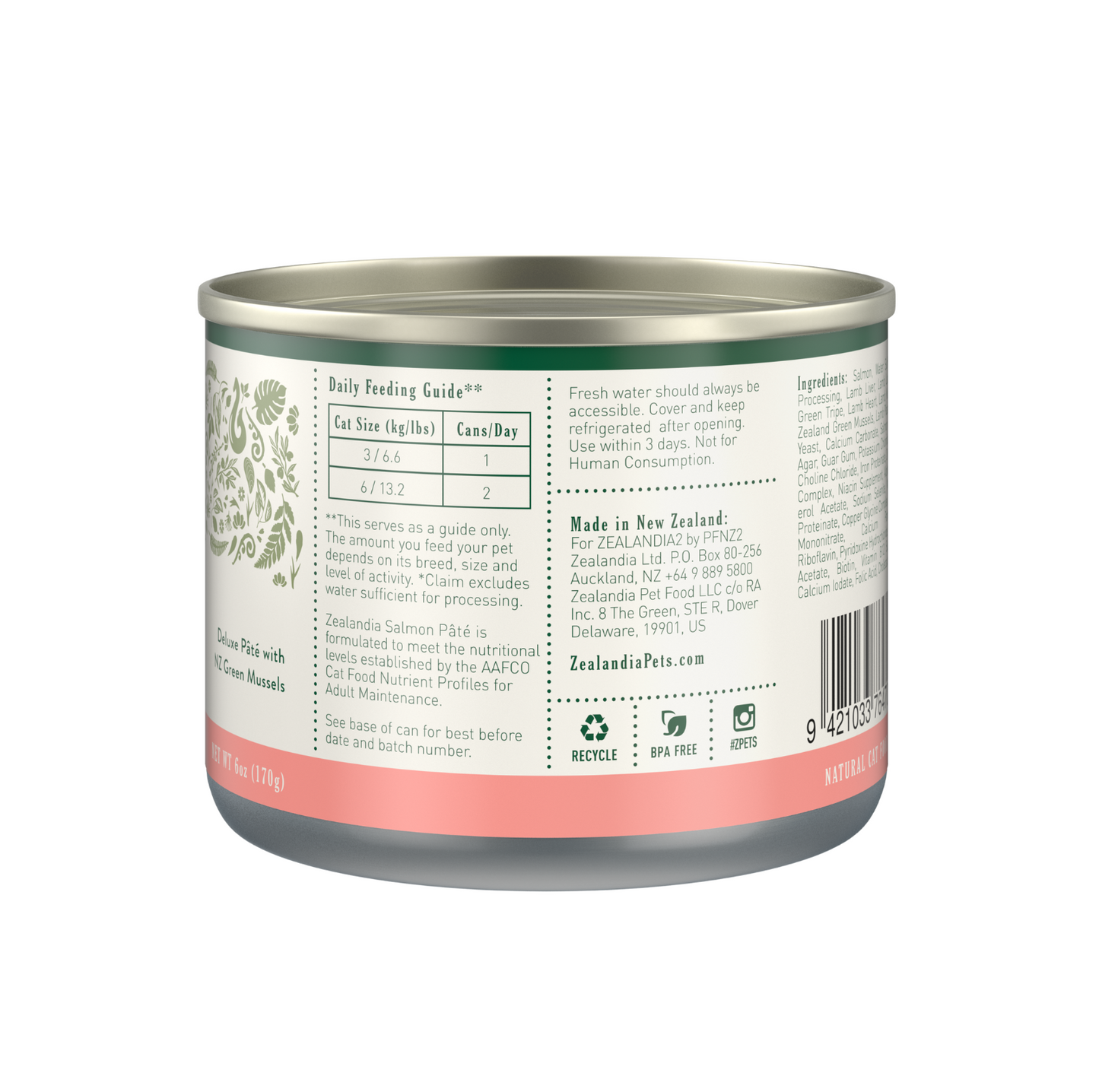 Zealandia Grain Free Salmon Pate Adult Cat Wet Food 170g - {{product.type}} - PawPawUp