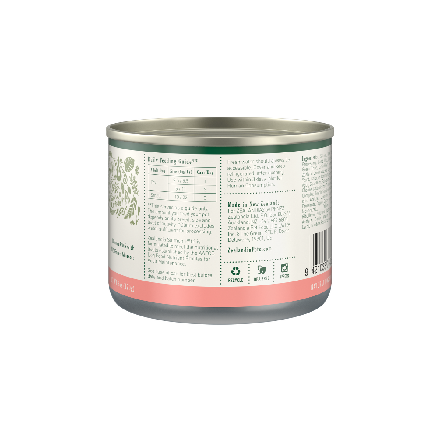 Zealandia Grain Free Salmon Pate Adult Dog Wet Food*170g - {{product.type}} - PawPawUp