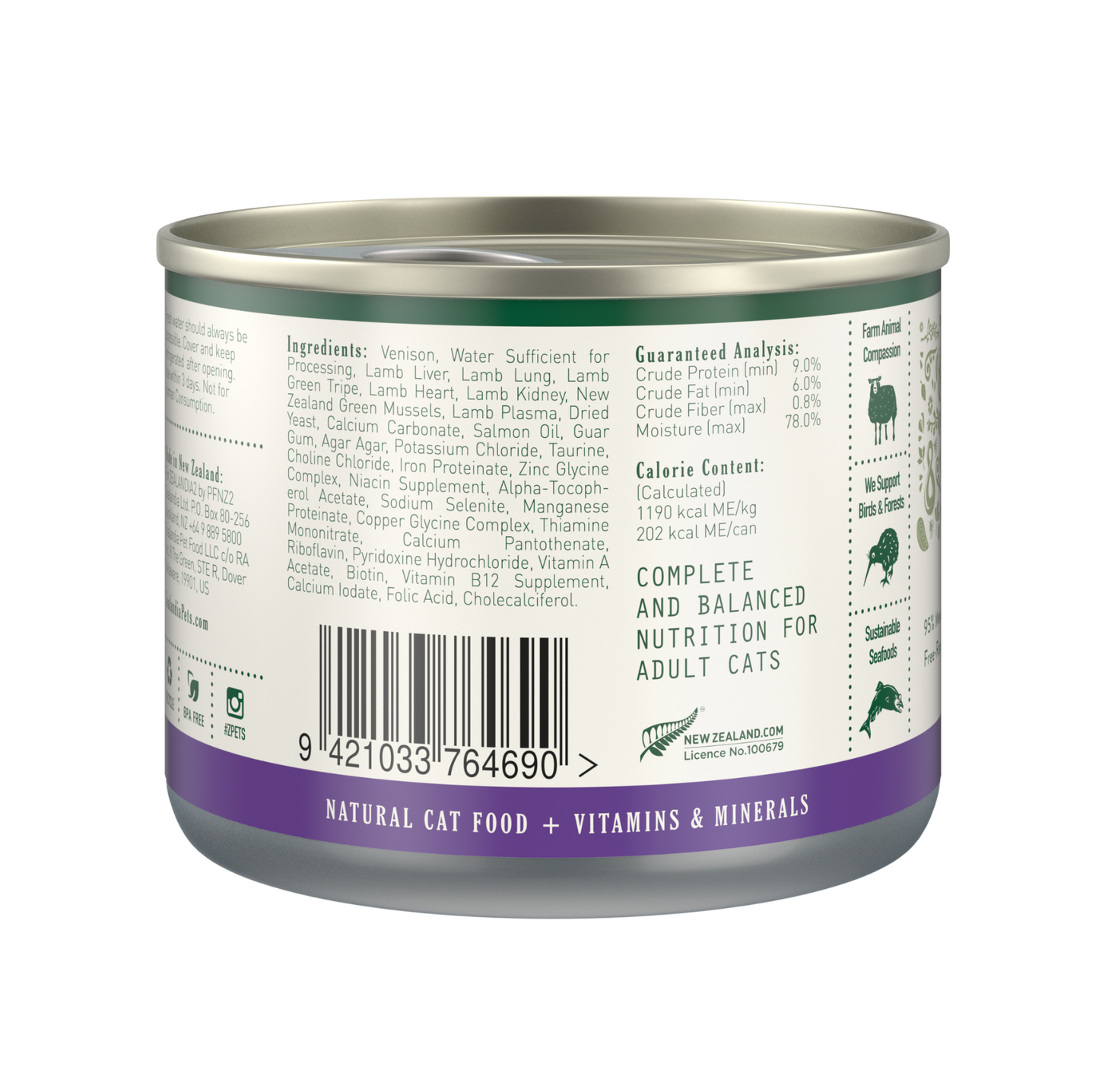 Zealandia Grain Free Venison Pate Adult Cat Wet Food 170g - {{product.type}} - PawPawUp
